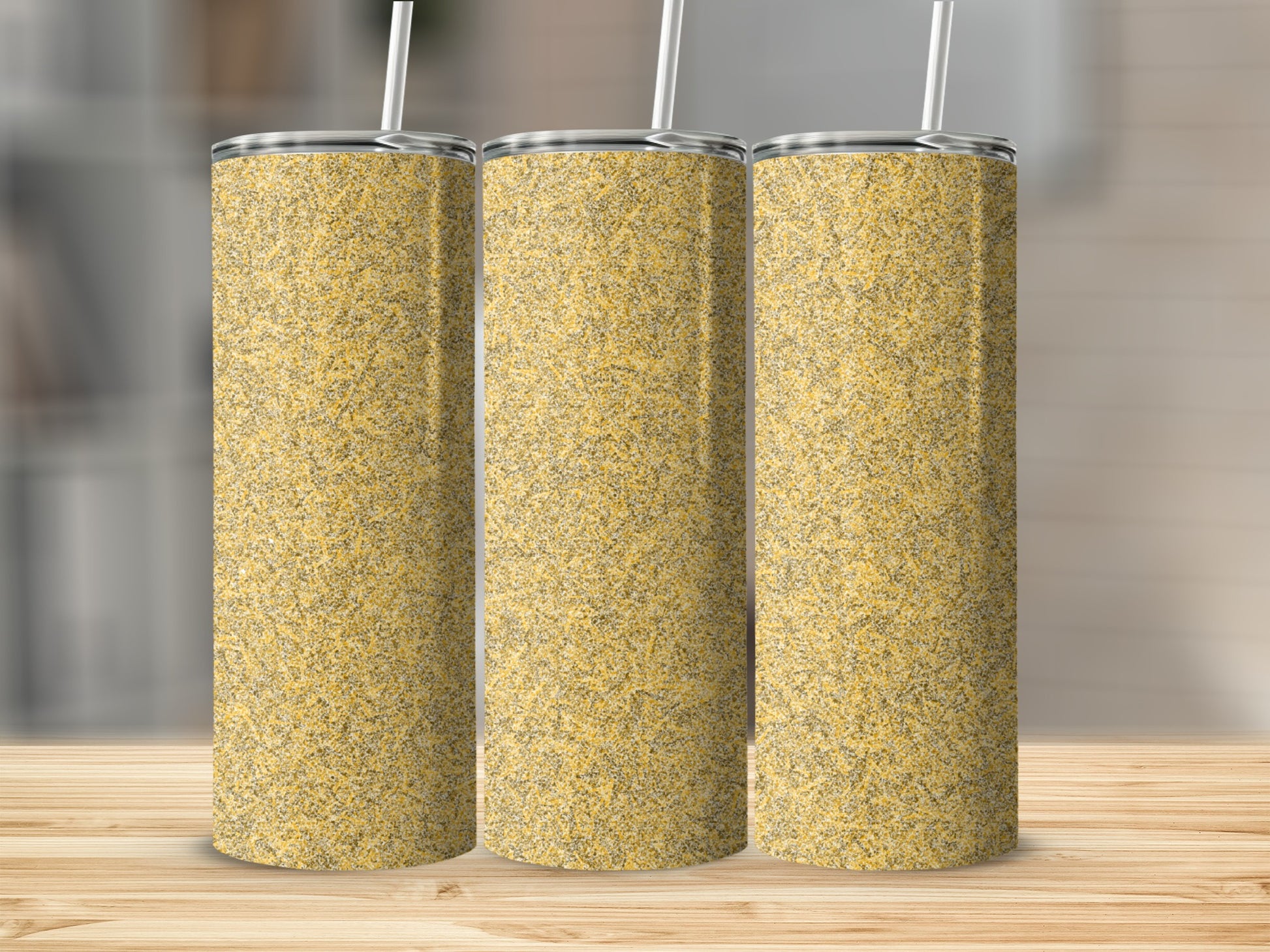Stylish Tumbler with Yellow and Gray Fleck Design