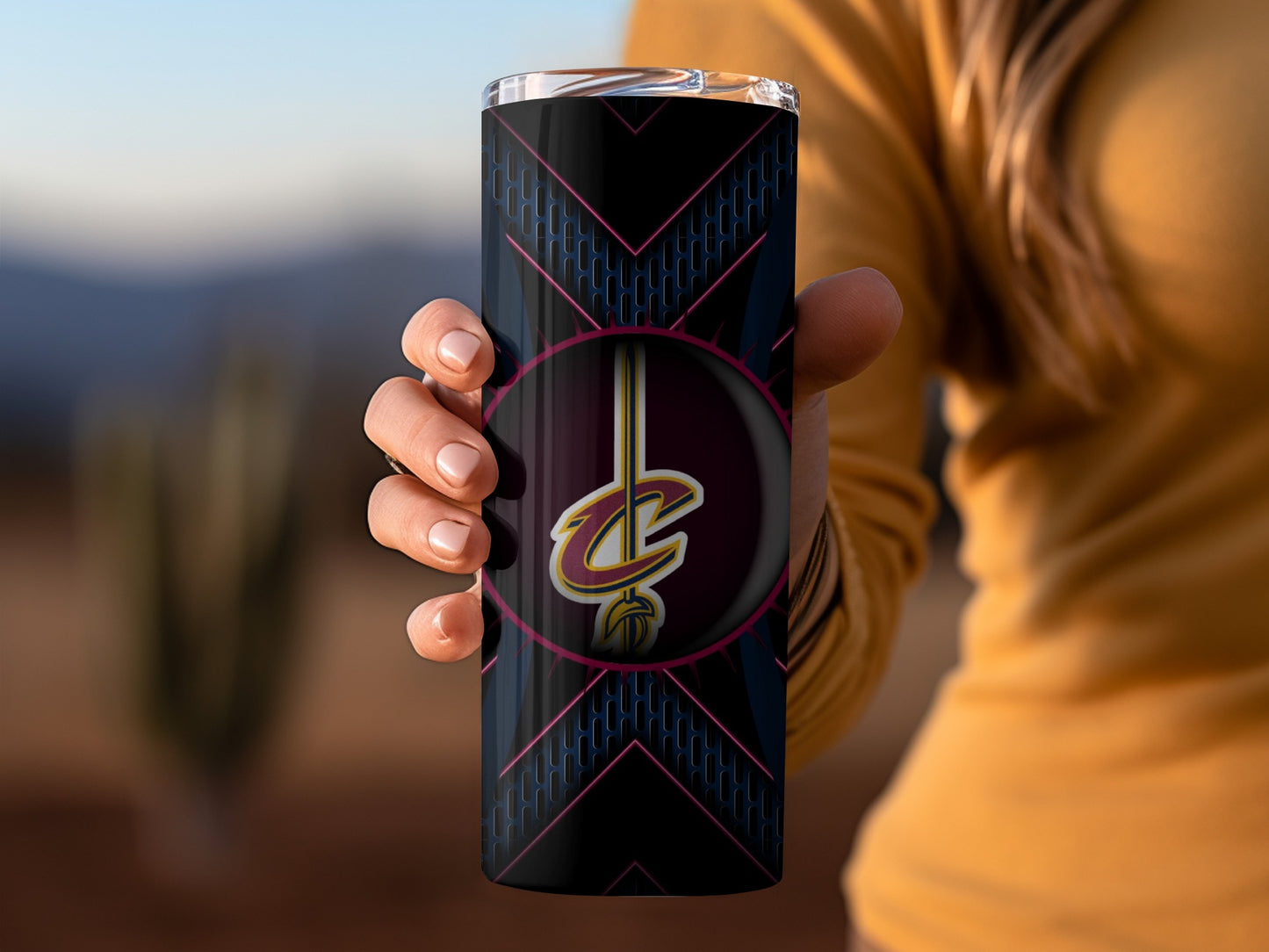 Cleveland Cavaliers Logo Abstract Design Pattern Tumblers