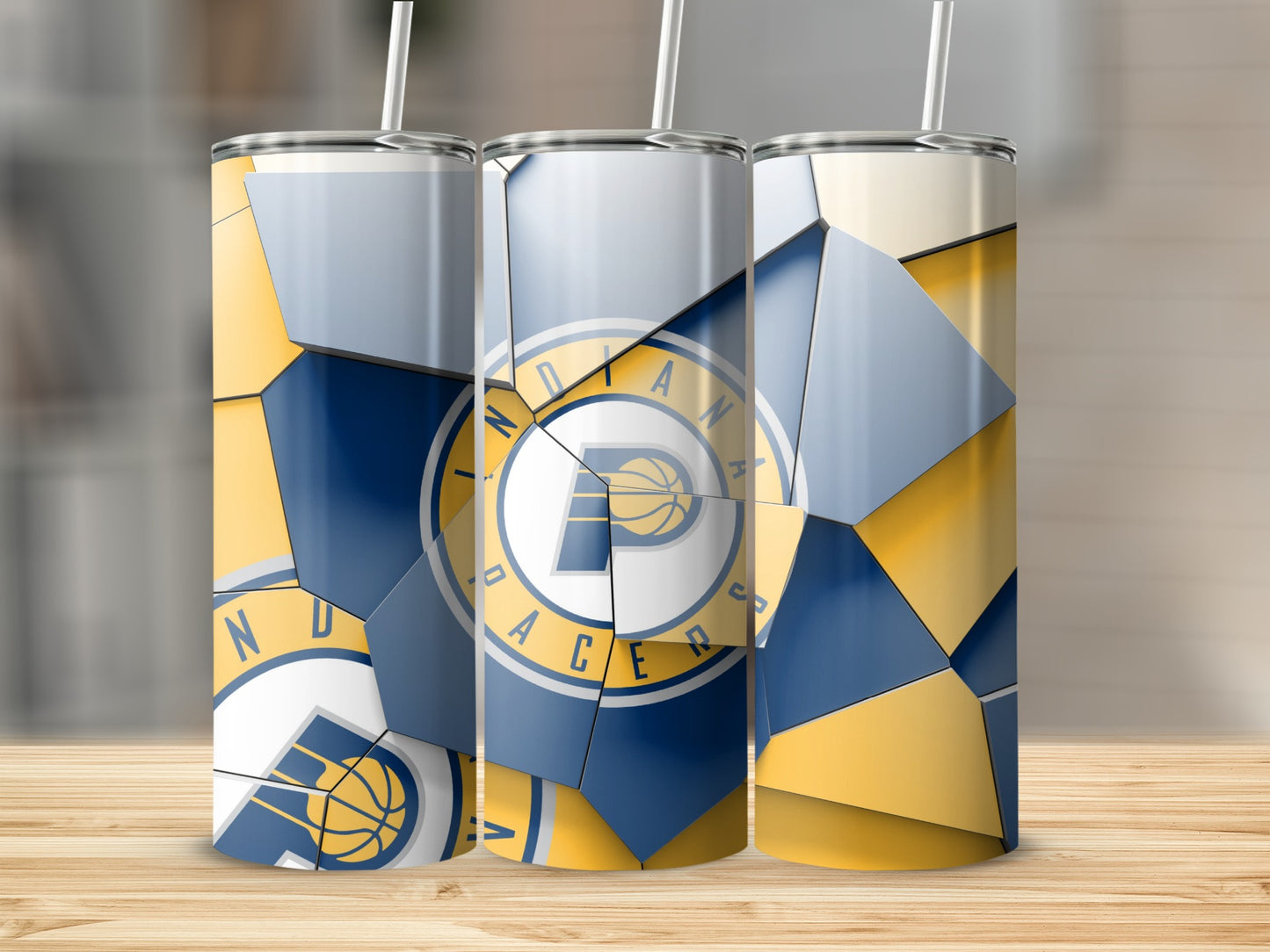 Indiana Pacers Fractured Emblem Sports Team Logo Tumblers