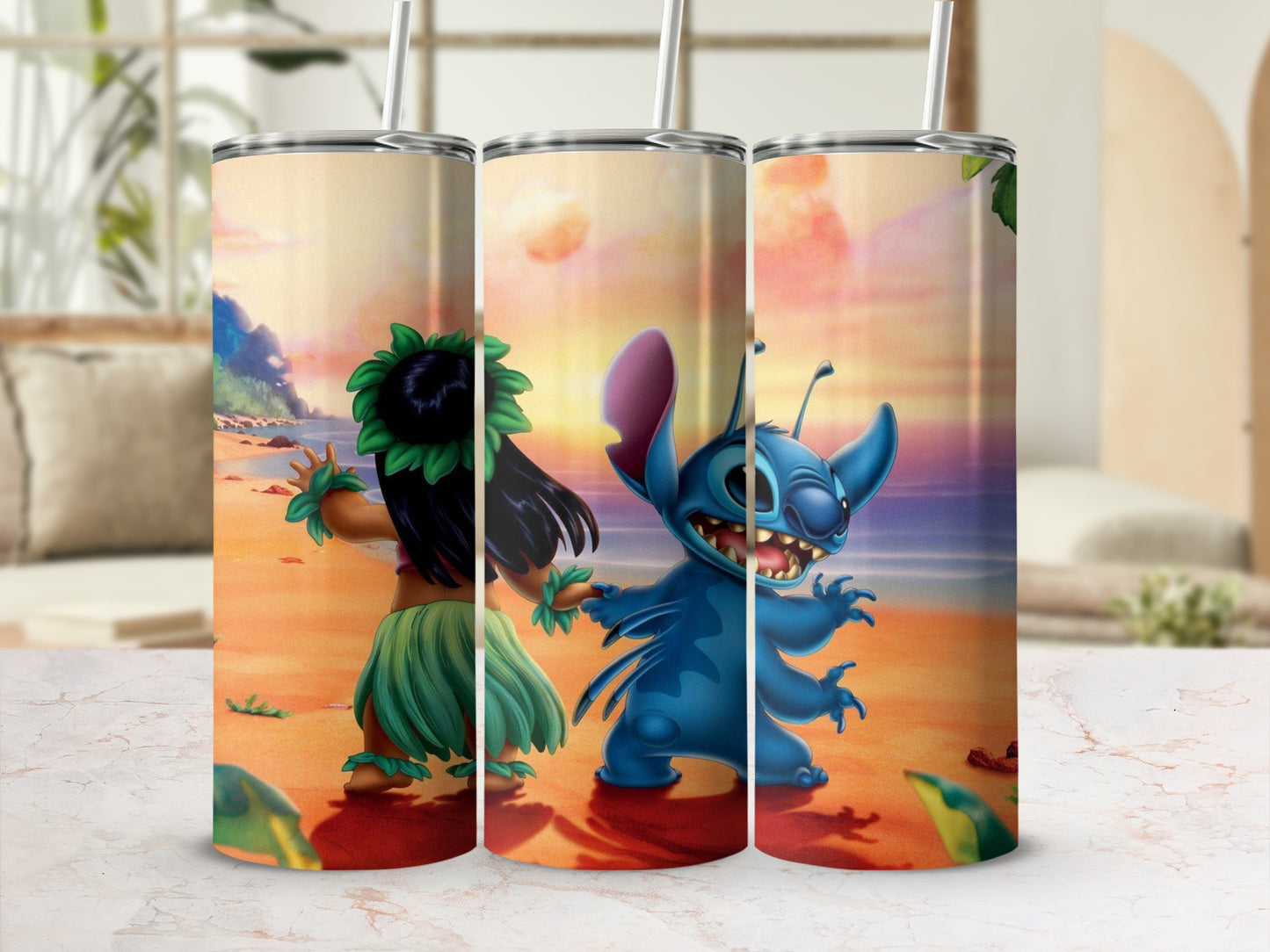 Colorful Sunset Scene with Popular Space Character Tumbler