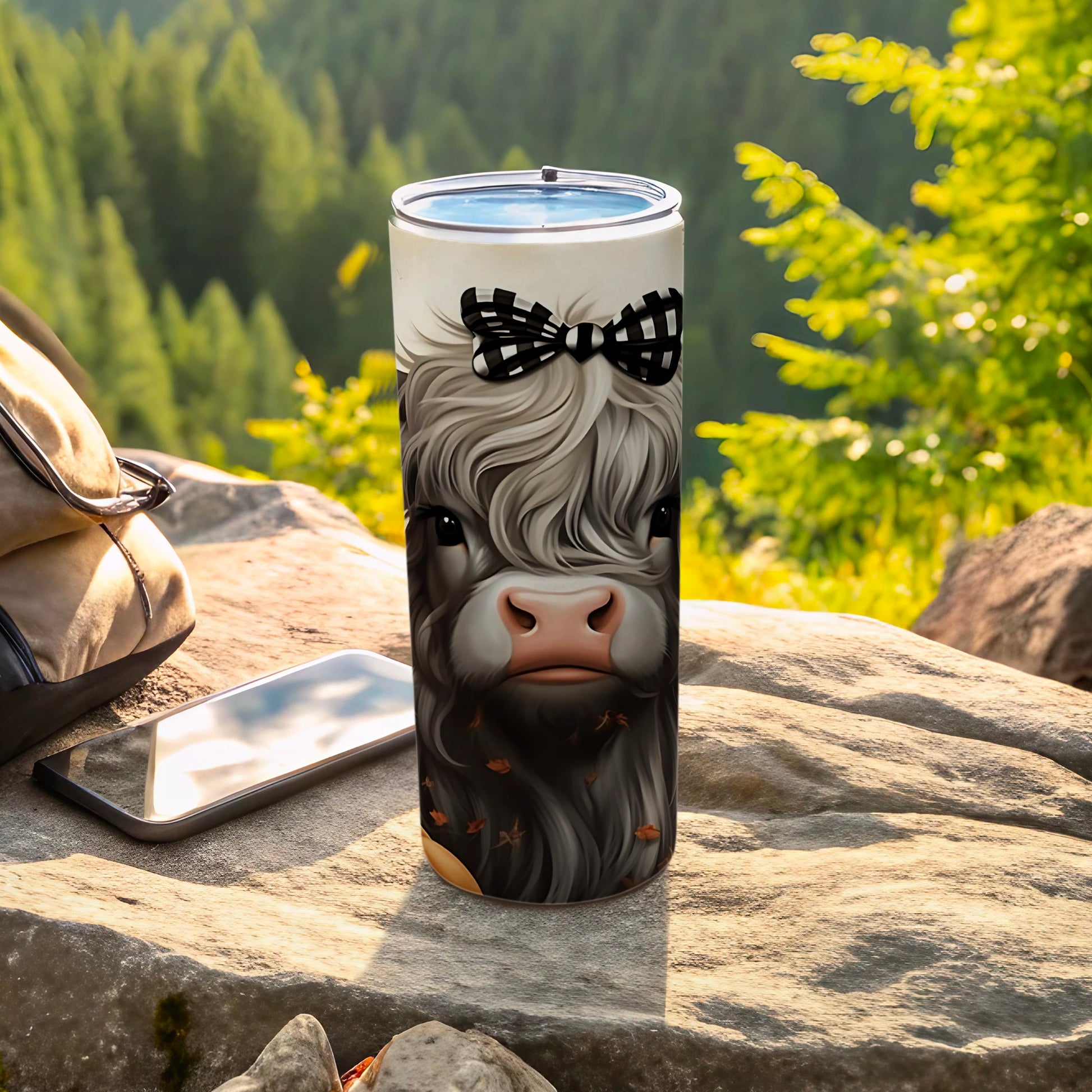 Adorable Highland Cow with Bow Insulated Tumbler
