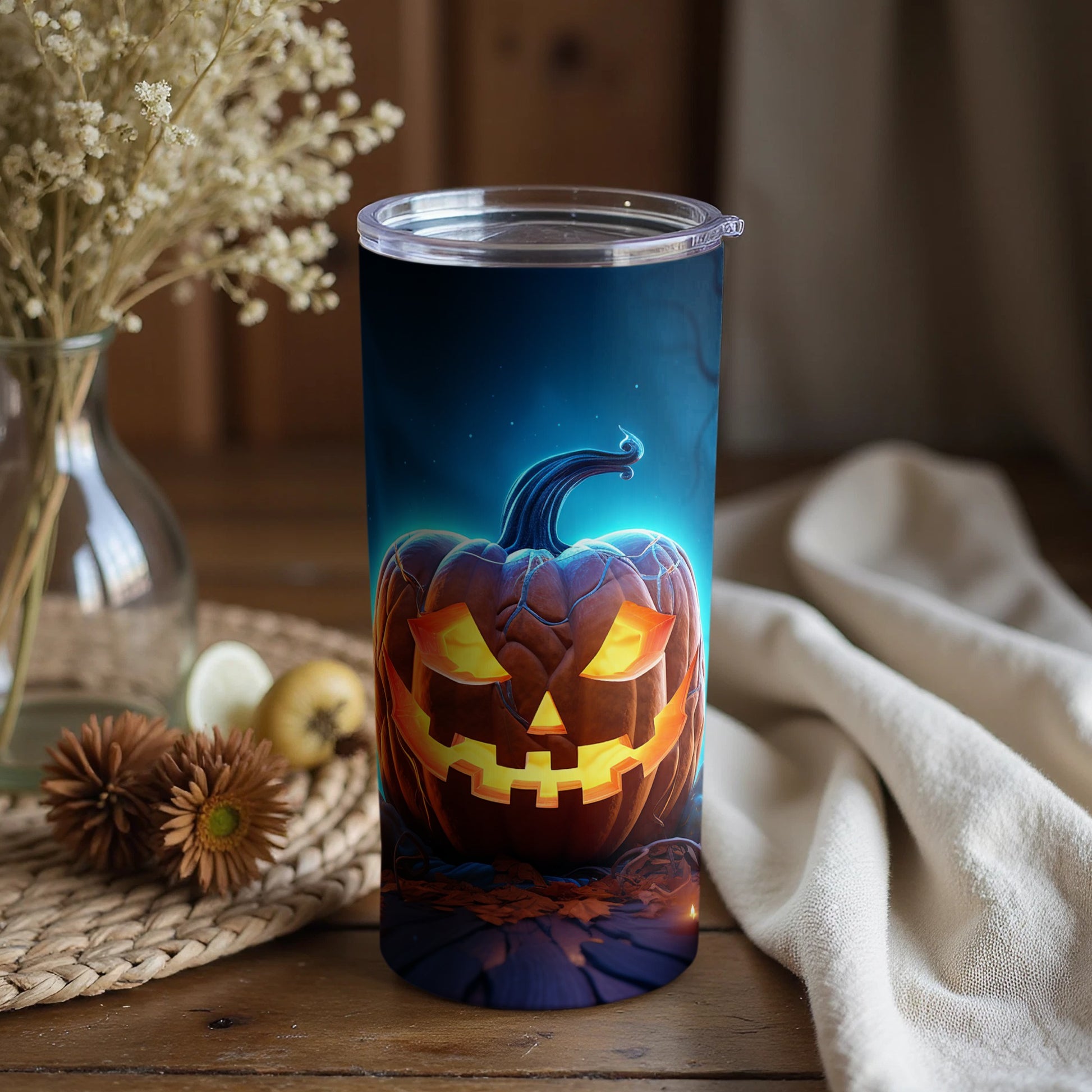 Glowing Jack-O'-Lantern Halloween Tumbler Cup