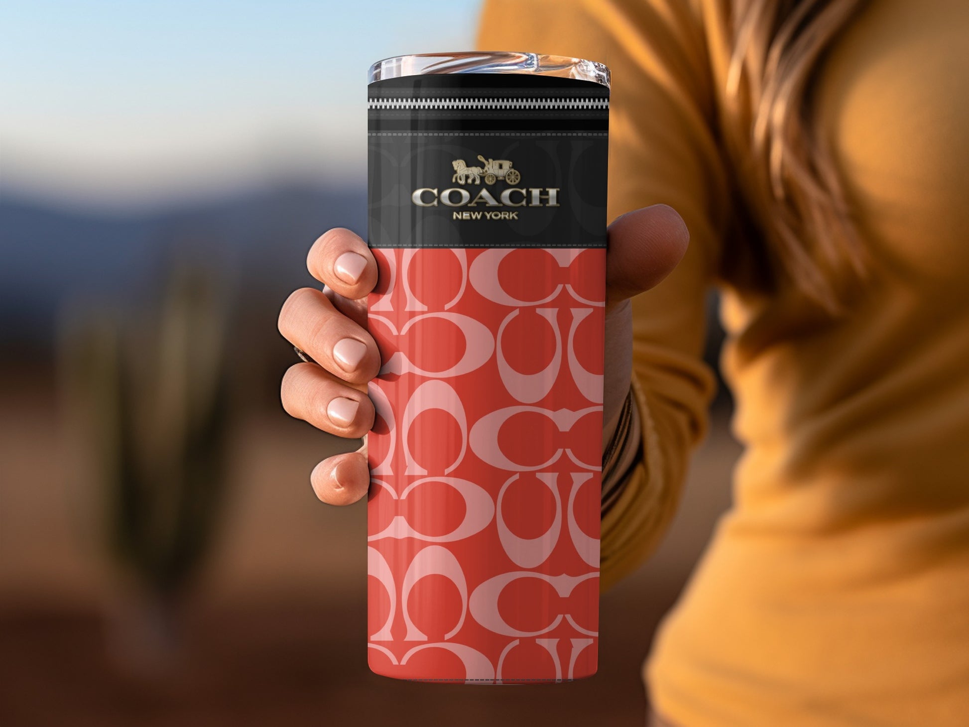 Coach New York Signature Red Tumbler for Travel and Home