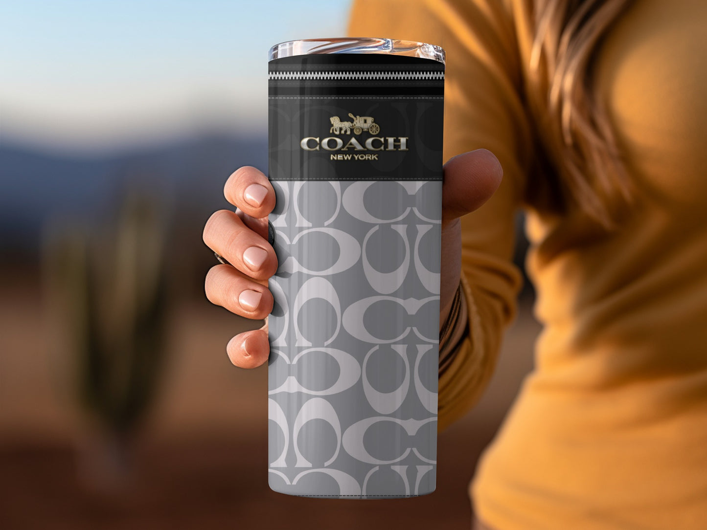 COACH New York Designer Travel Tumbler with Iconic Logo