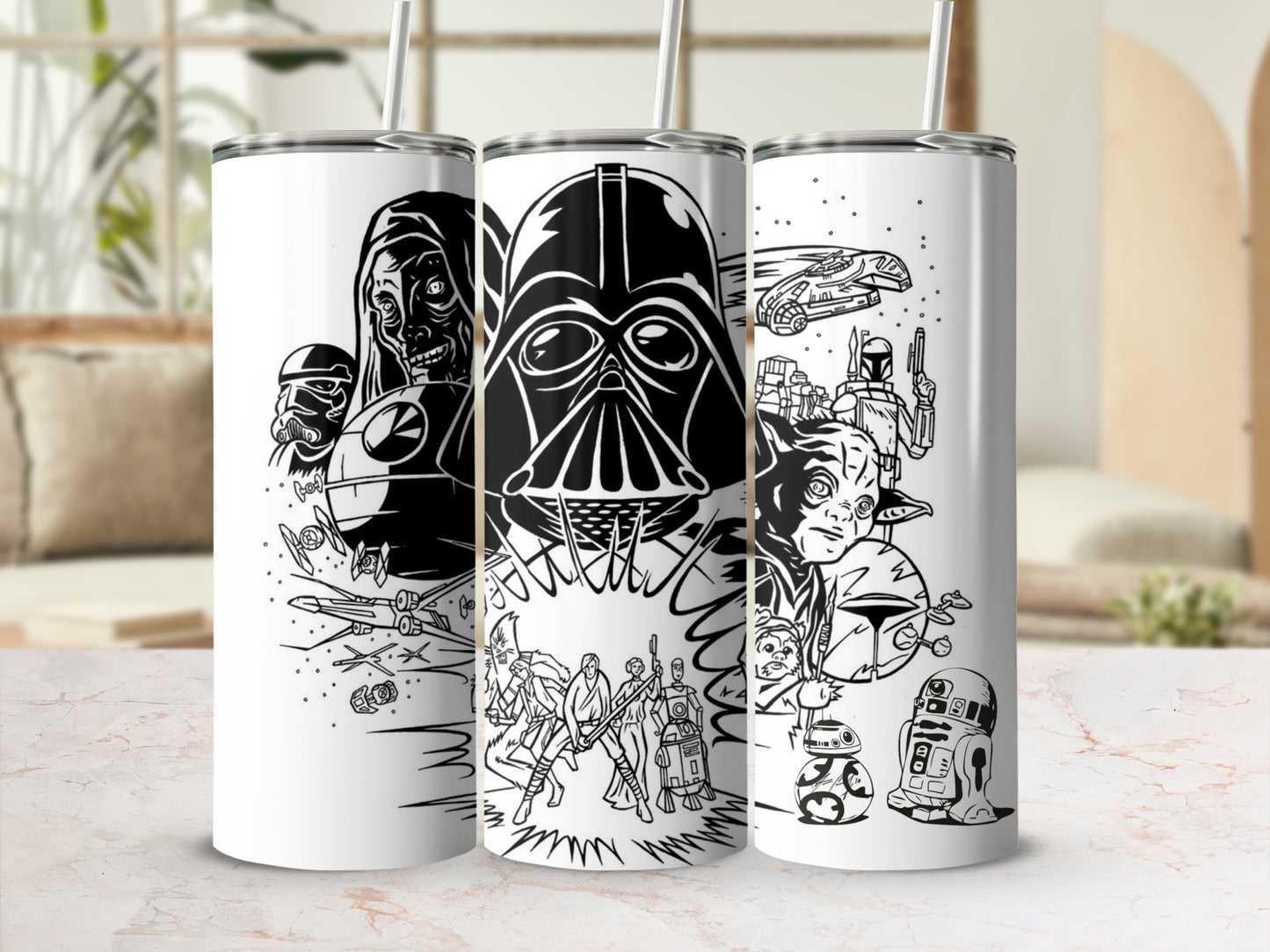 Star Wars Iconic Characters Line Art Design Tumbler product type