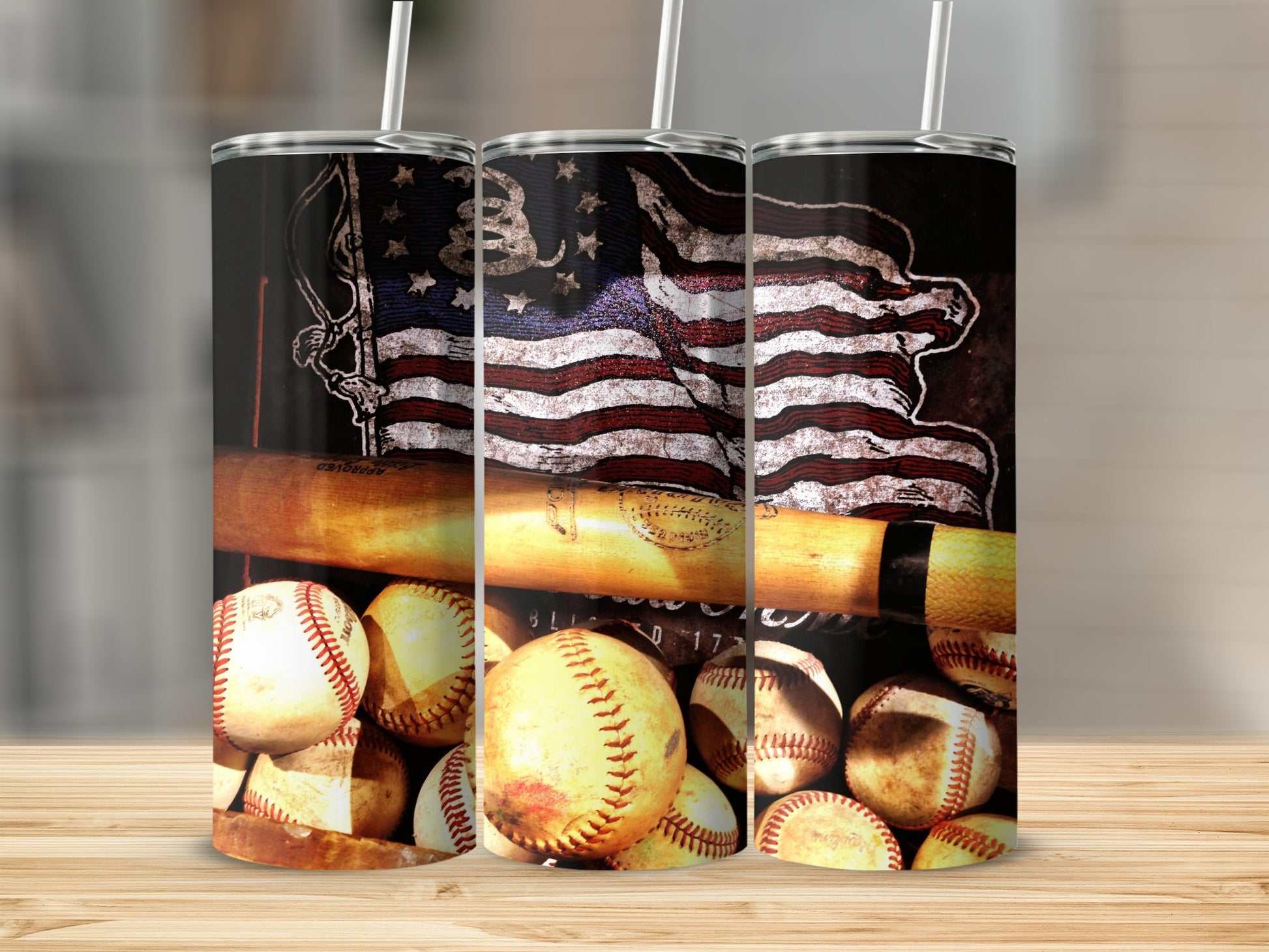 Patriotic Baseball Themed Tumblers Sports Drinkware