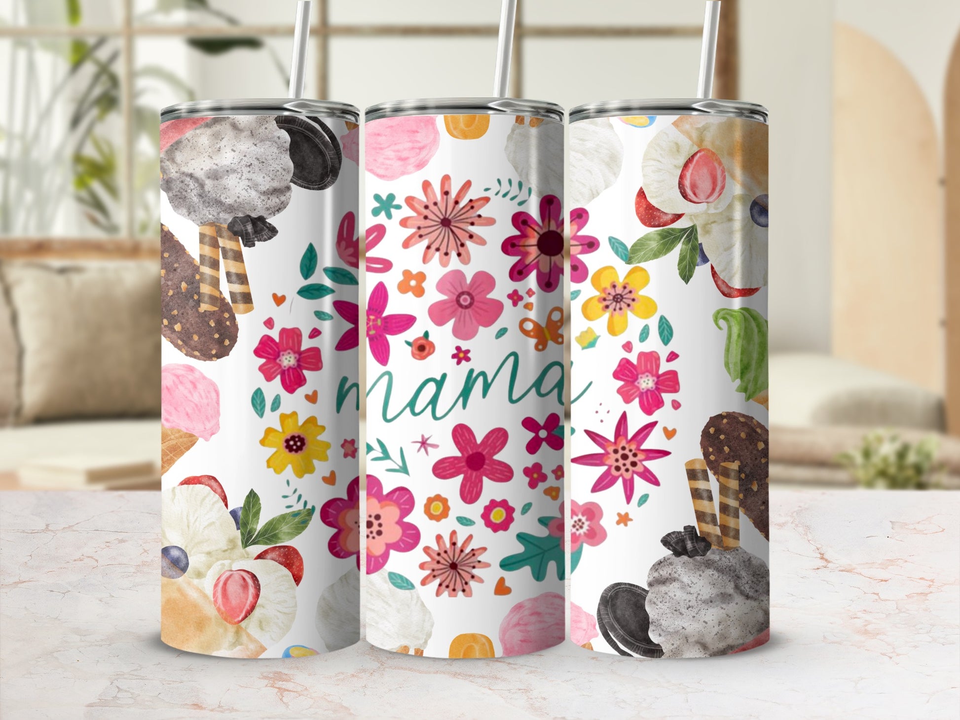 Floral and Sweet Treats Design Tumbler for Mama