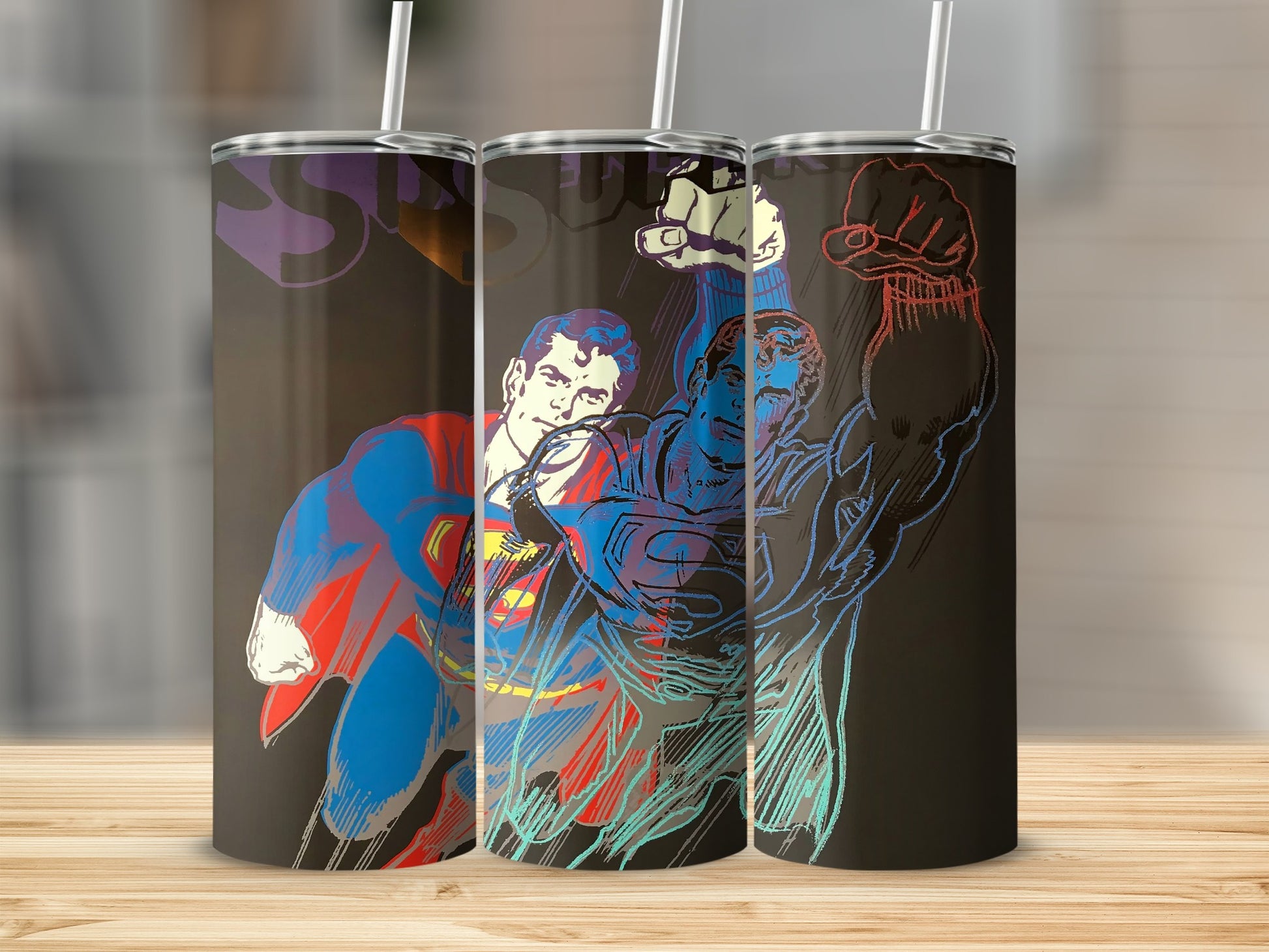SUPER Logo Superman Pop Art Graphic Tumbler product type