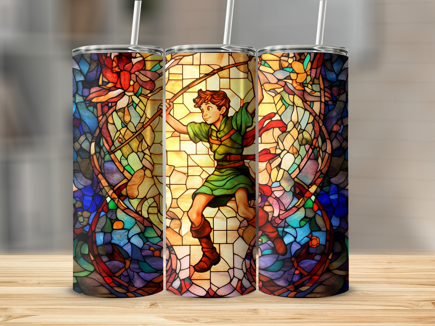 Stained Glass Art Tumbler with Colorful Design