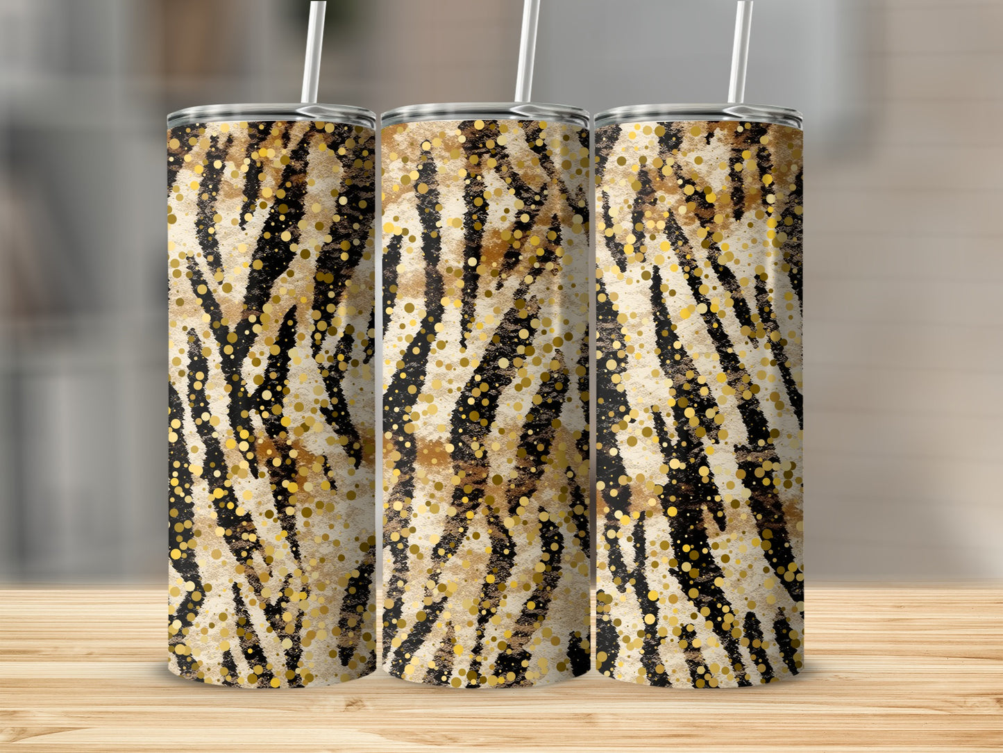 Animal Print Glitter Pattern Insulated Tumbler