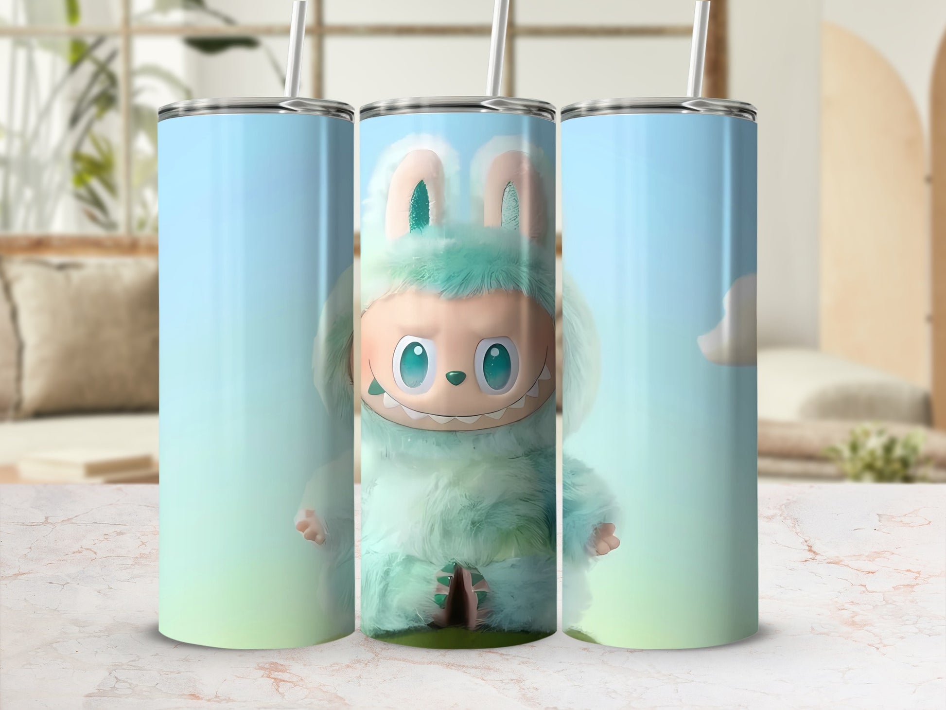 Cute Monster Bunny Design Travel Tumbler Cup Flask