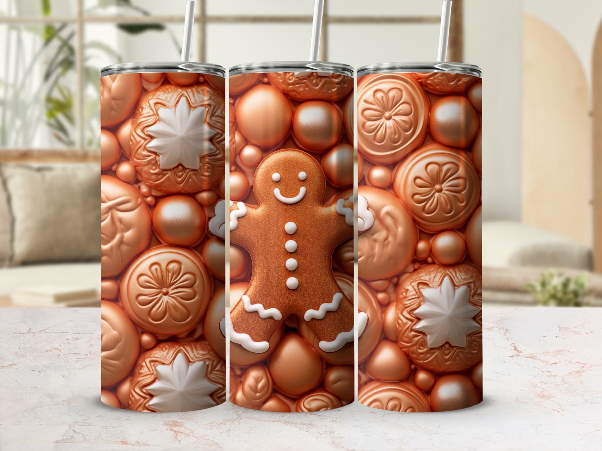 Festive Gingerbread and Ornaments Insulated Tumbler