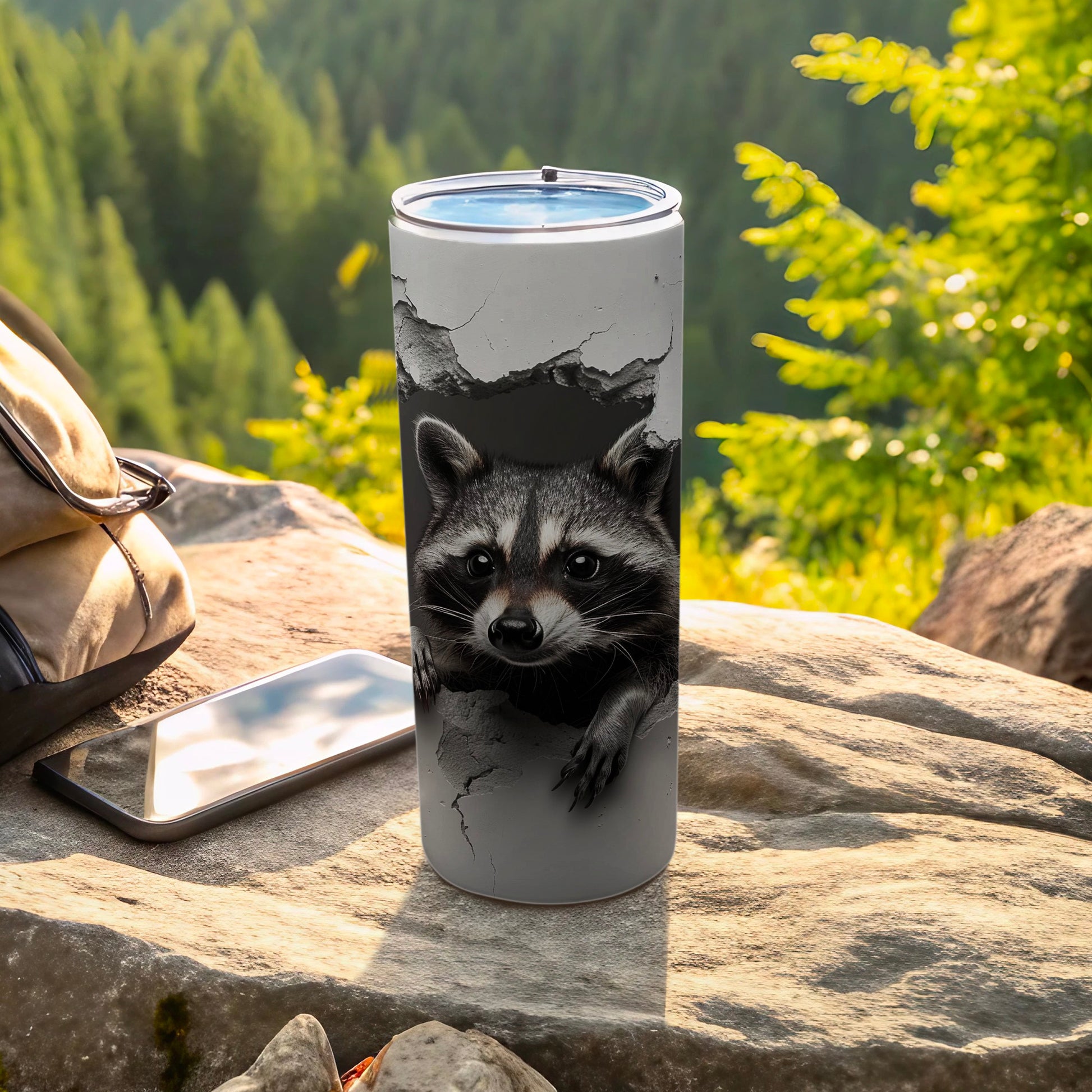 Raccoon Peeking Cracked Wall Outdoor Tumbler product type
Raccoon
Animal tumbler
Wildlife design
Nature themed
Forest animal
Cracked effect
Unique design
Drinkware
Beverage holder
Outdoor scene
Woodland creature
Tumbler cup
Raccoon art
Animal print
Graphic design
Gift idea
Travel cup
Insulated tumbler
Cute raccoon
Adventure style