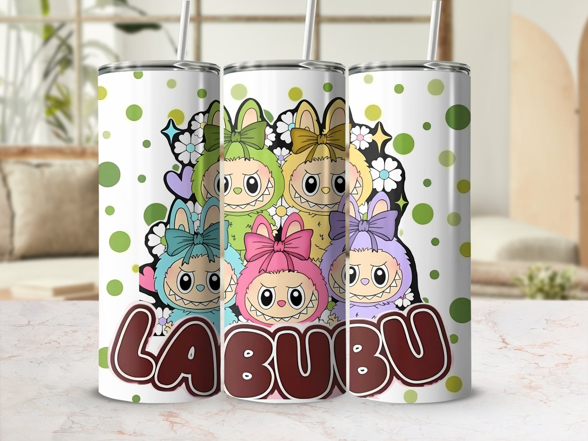 Colorful Labubu Character Design Tumbler for Kids