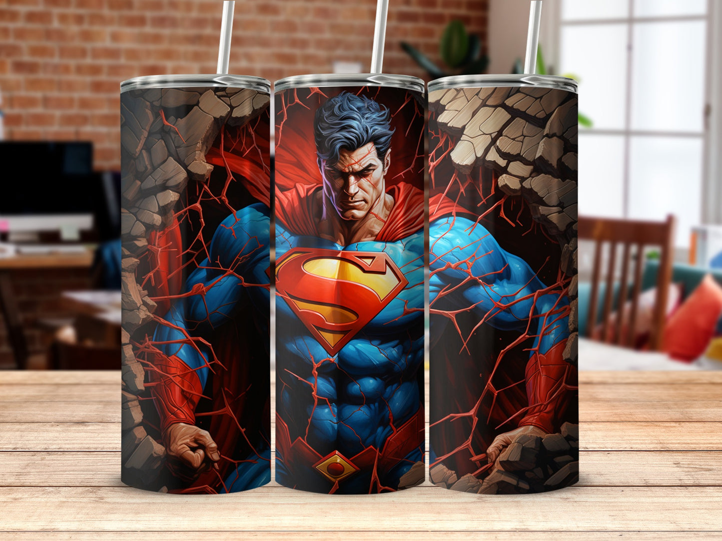 Superman Breaking Through Wall Tumbler