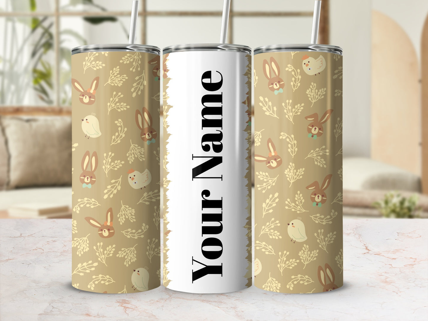 Personalized Bunny and Chick Design Tumbler Cup