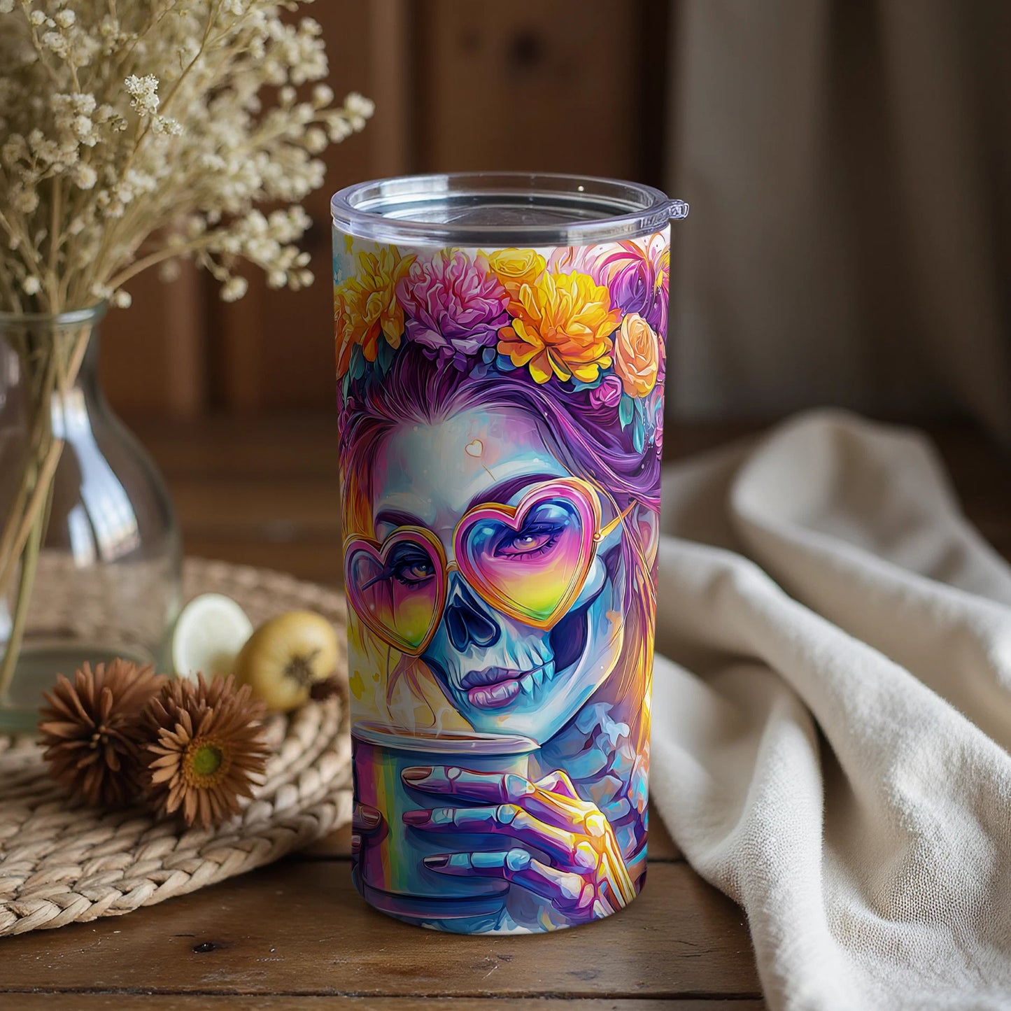 Colorful Day of the Dead Skull Insulated Tumbler