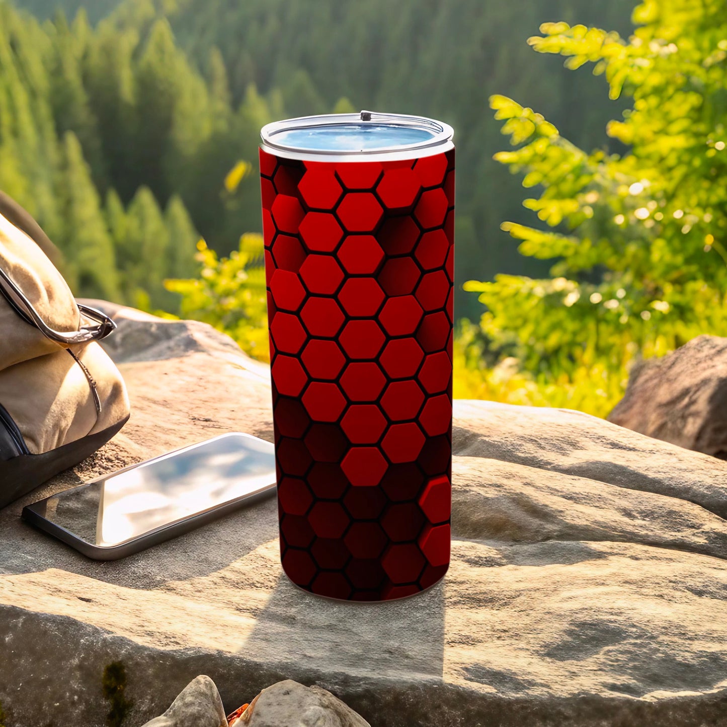 Bold Red Black Hexagon Geometric Pattern Tall Tumbler product type