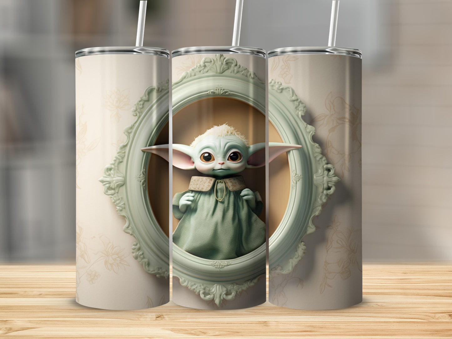 Adorable Baby Alien with Cute Vintage Frame Tumbler