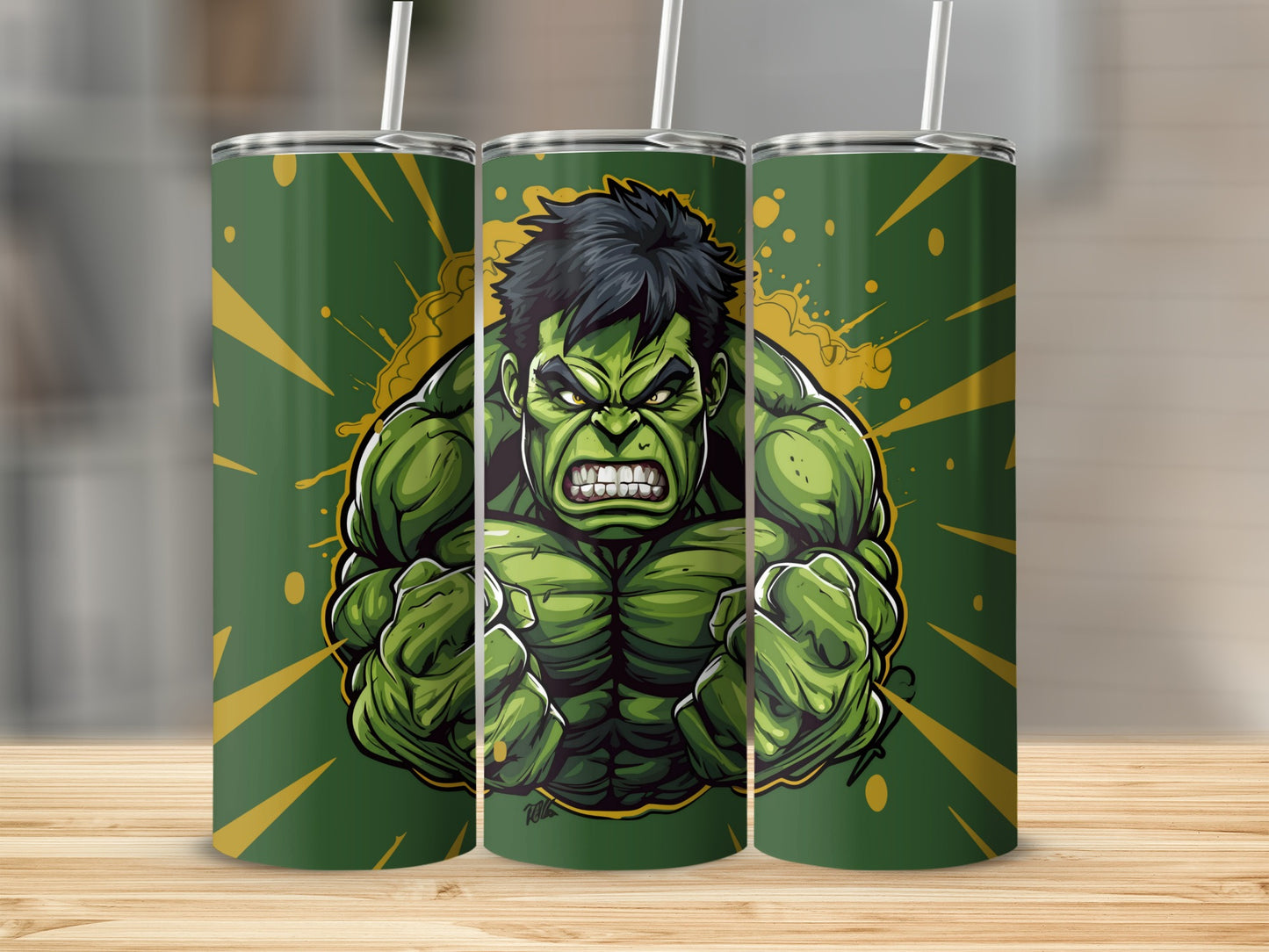 Angry Green Superhero Design Tumbler Flask