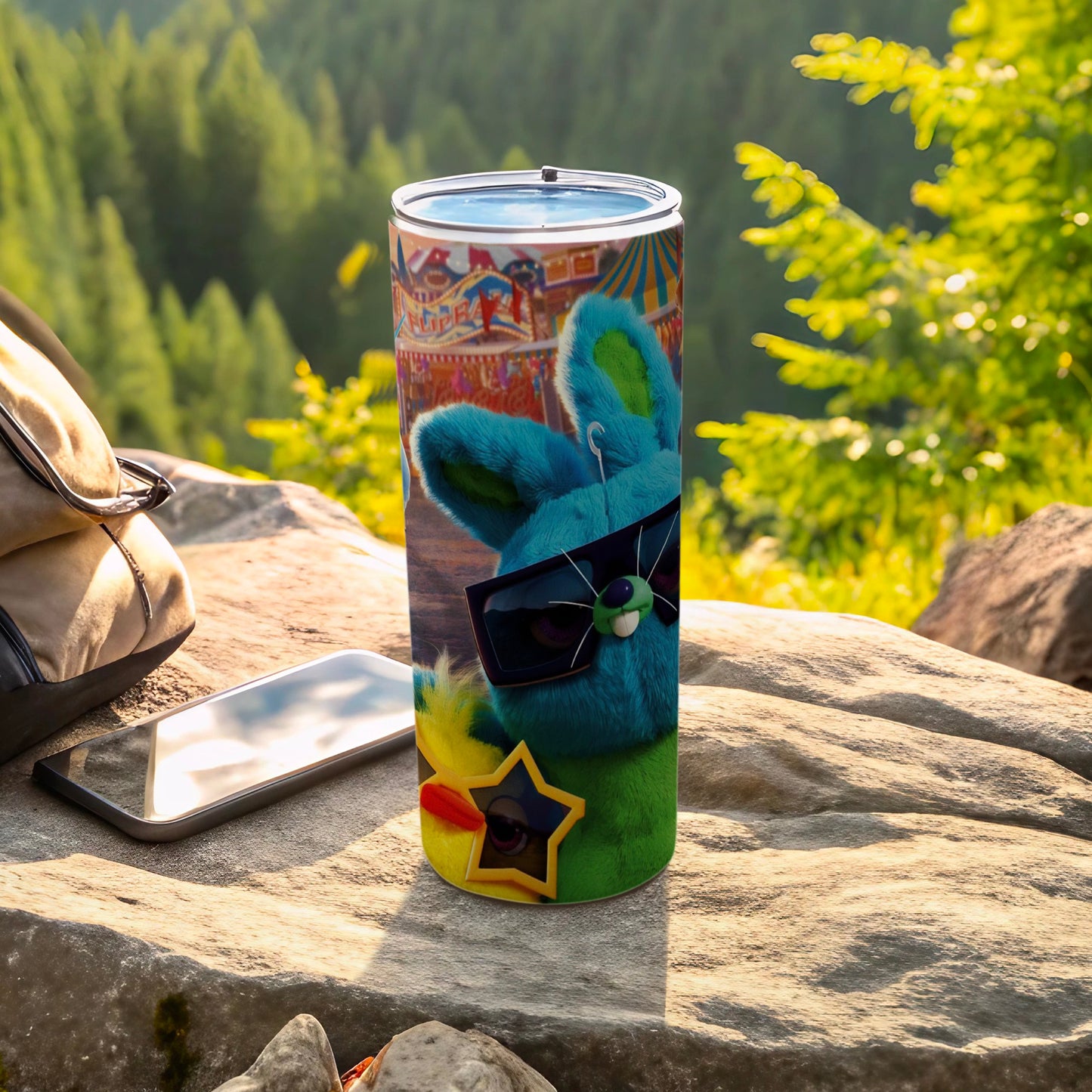 Colorful Bunny and Chick Design Travel Mug