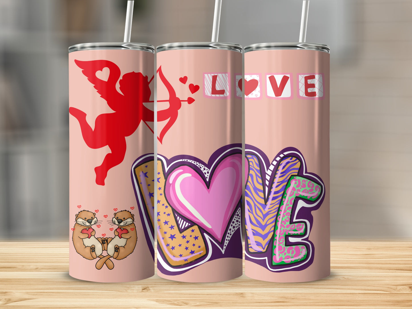 Love Themed Valentine Customizable Tumbler Set