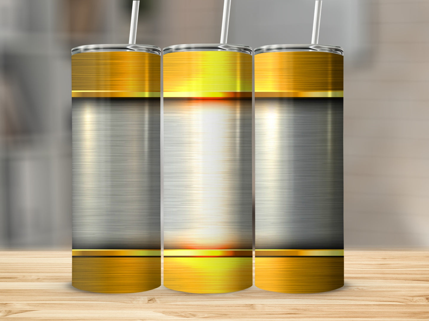 Gold Panels Over Silver Plate Style Digital Tumblers