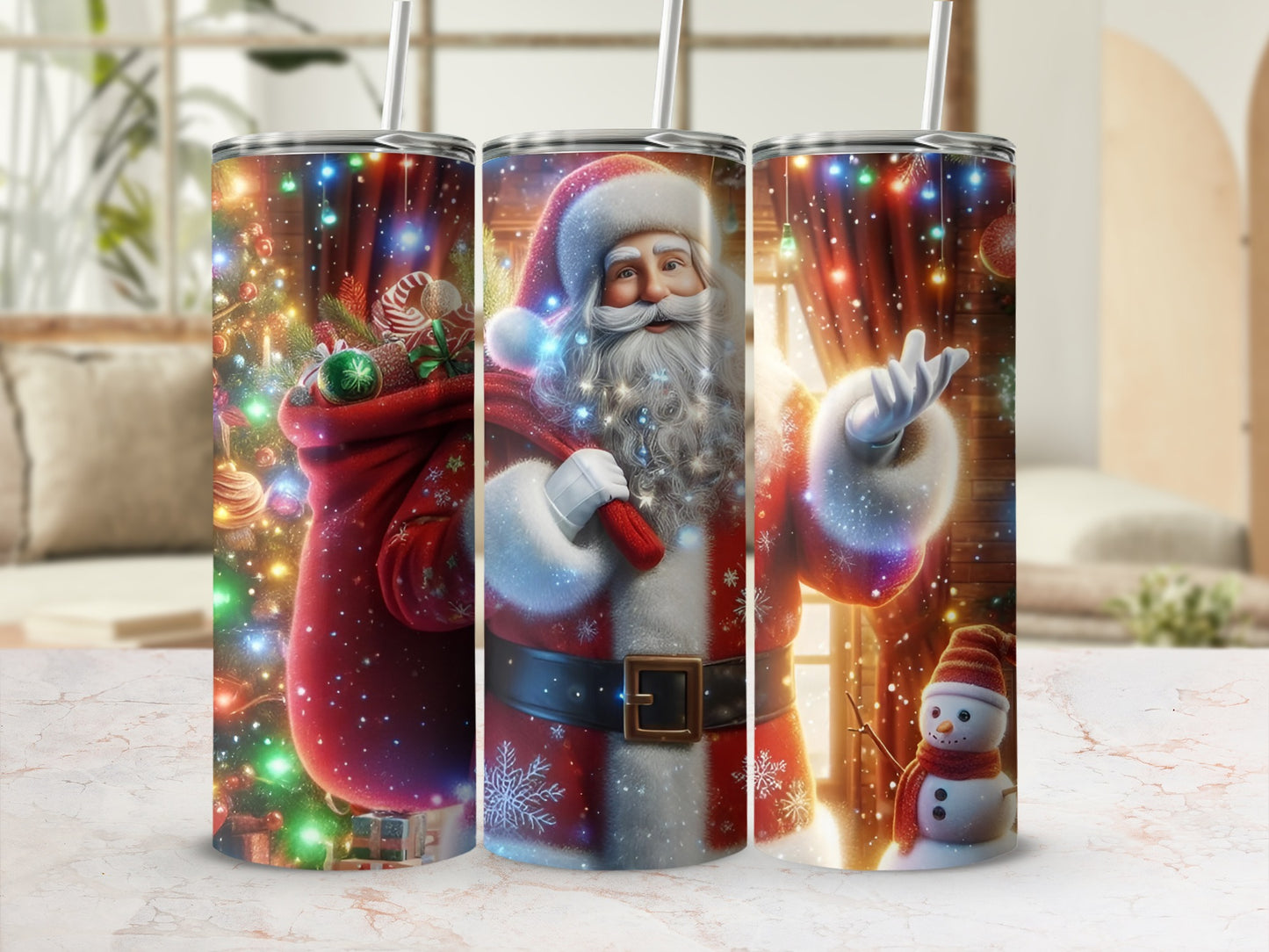 Festive Santa Claus Christmas Tumbler Holiday Gift