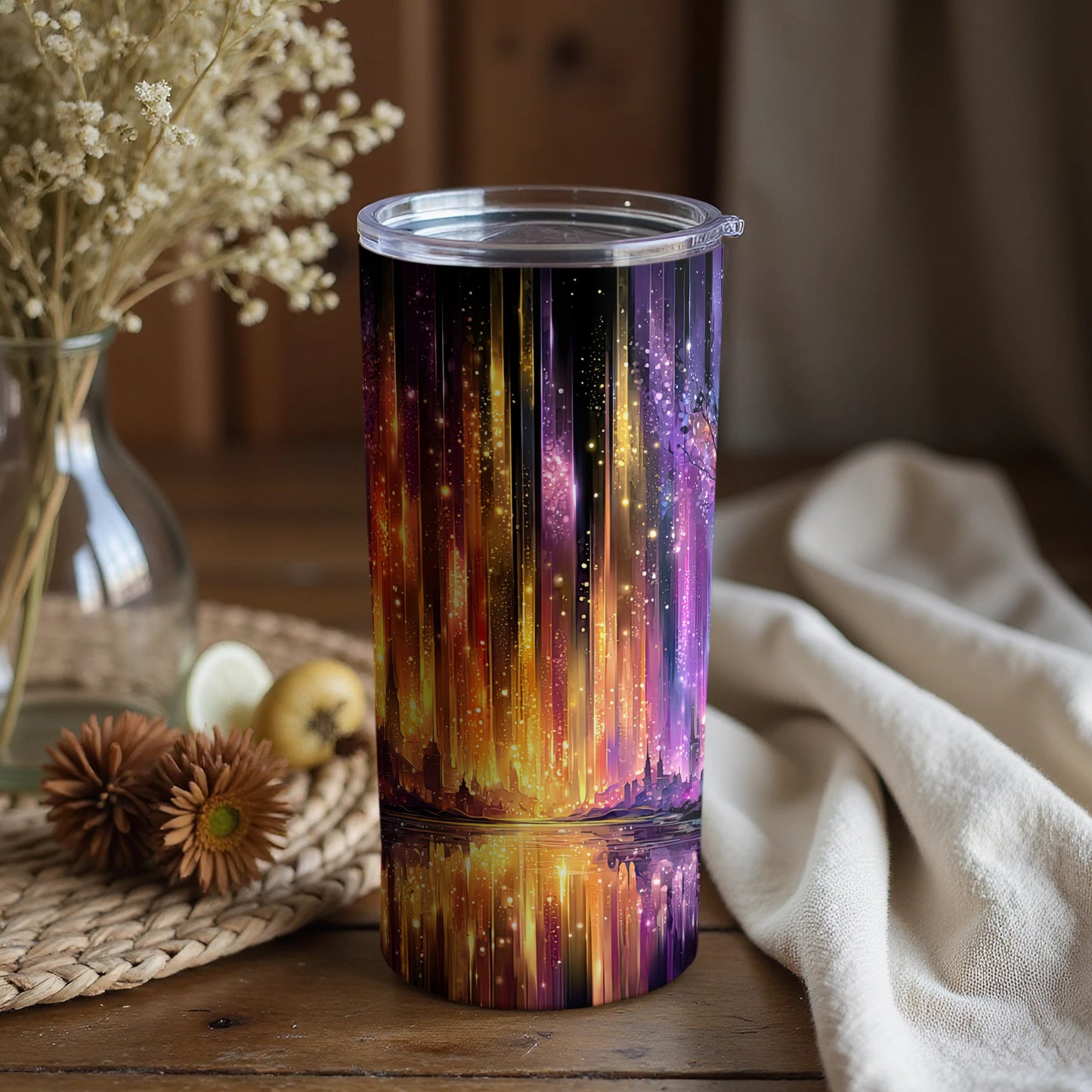 Enchanting Cityscape Glittering Reflections Tumbler