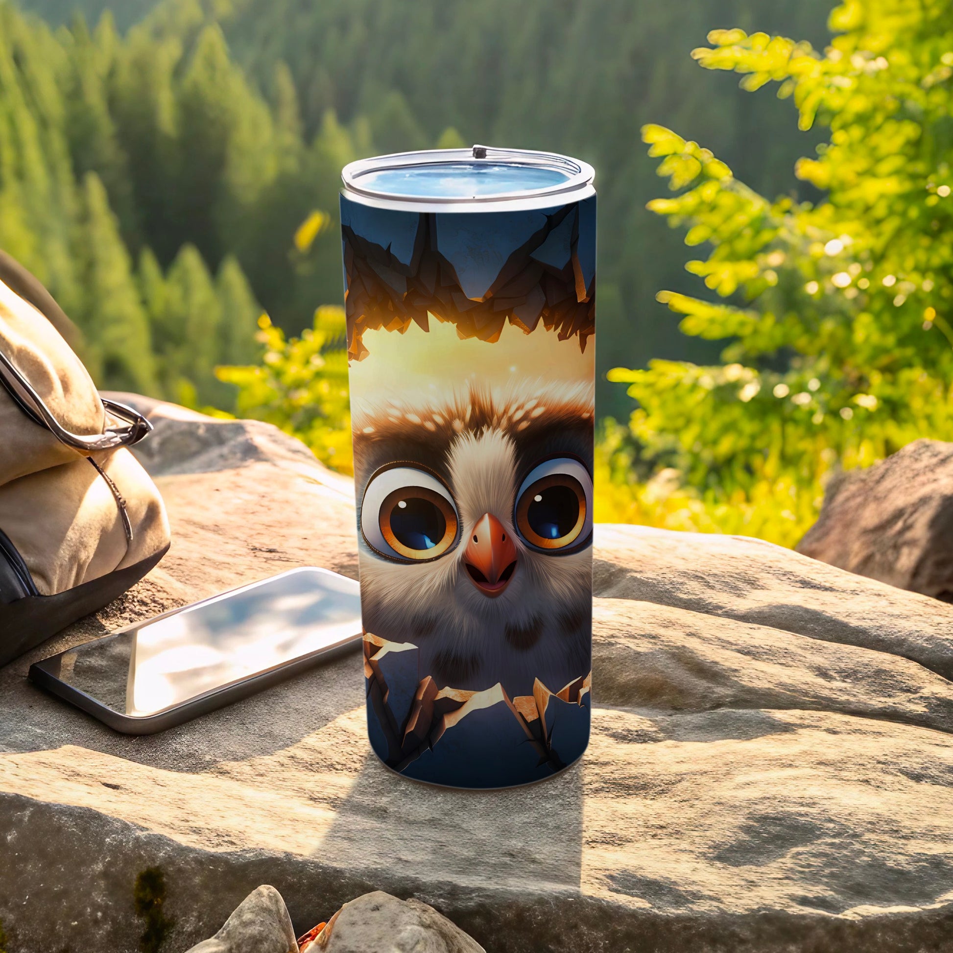 Cute Owl Peeking Big Eyes Design Tumbler Product Type