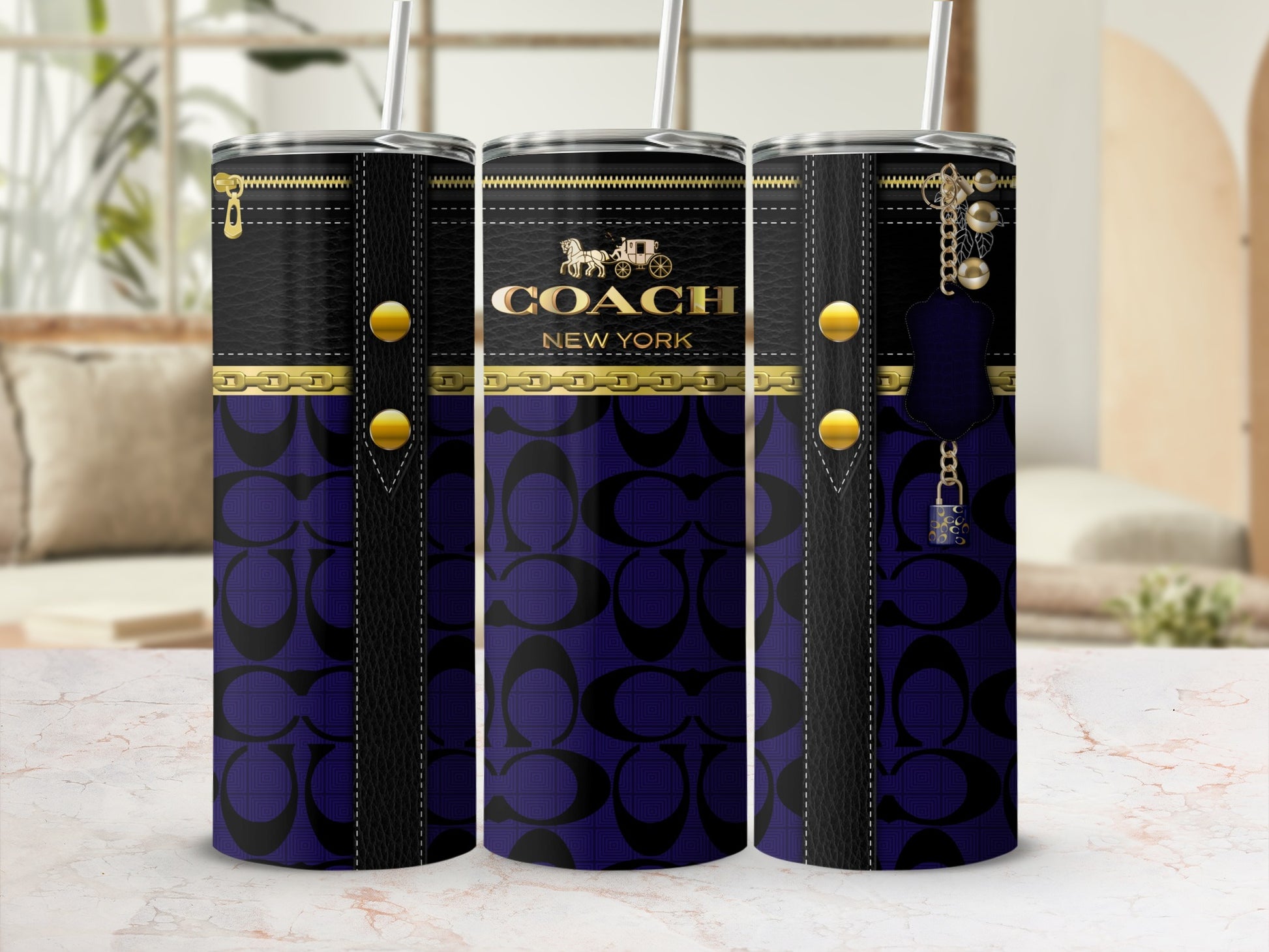 Stylish Coach New York Branded Travel Tumbler Cup