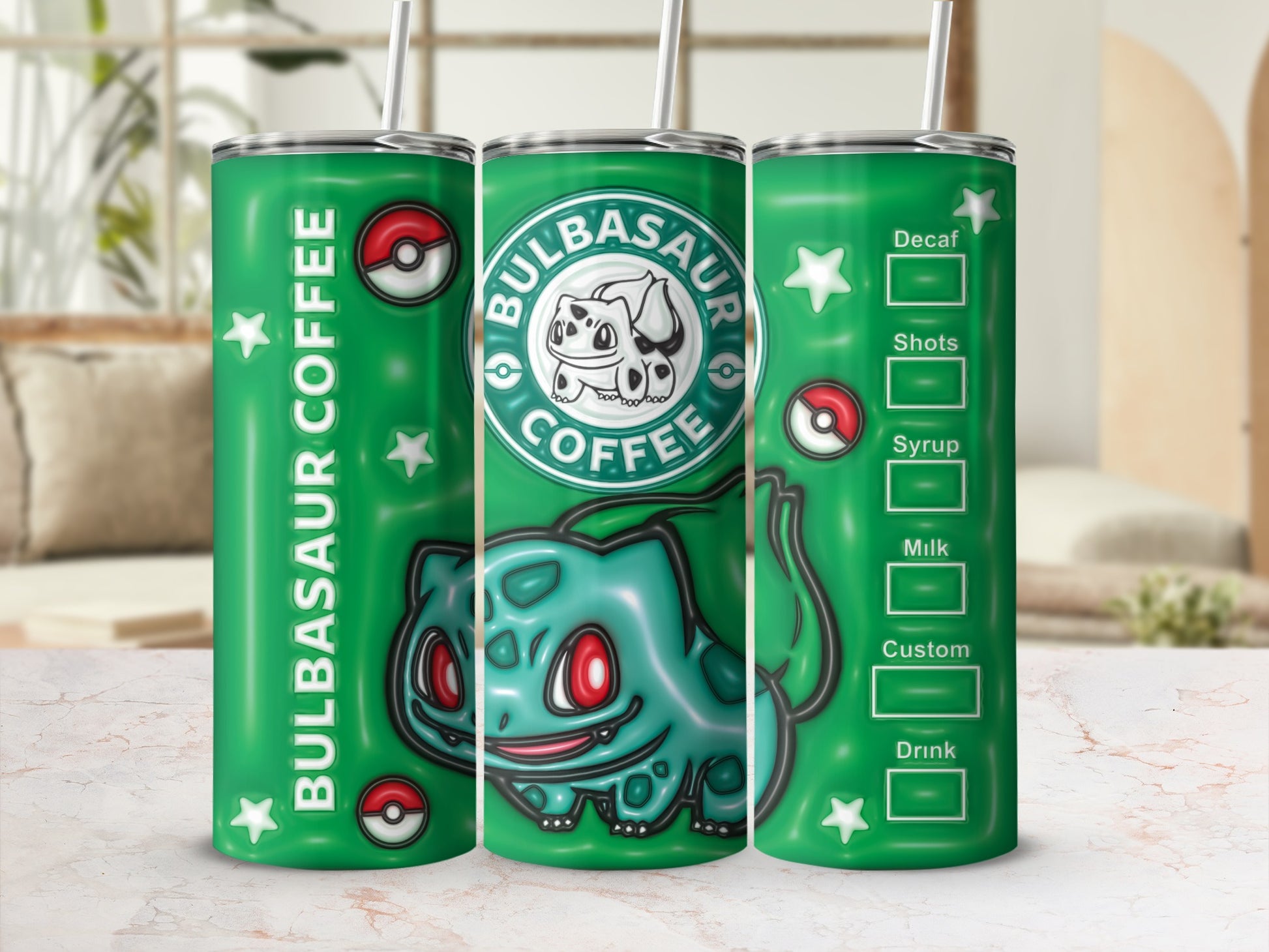 Bulbasaur Coffee Pokemon Character Green Tumbler product type