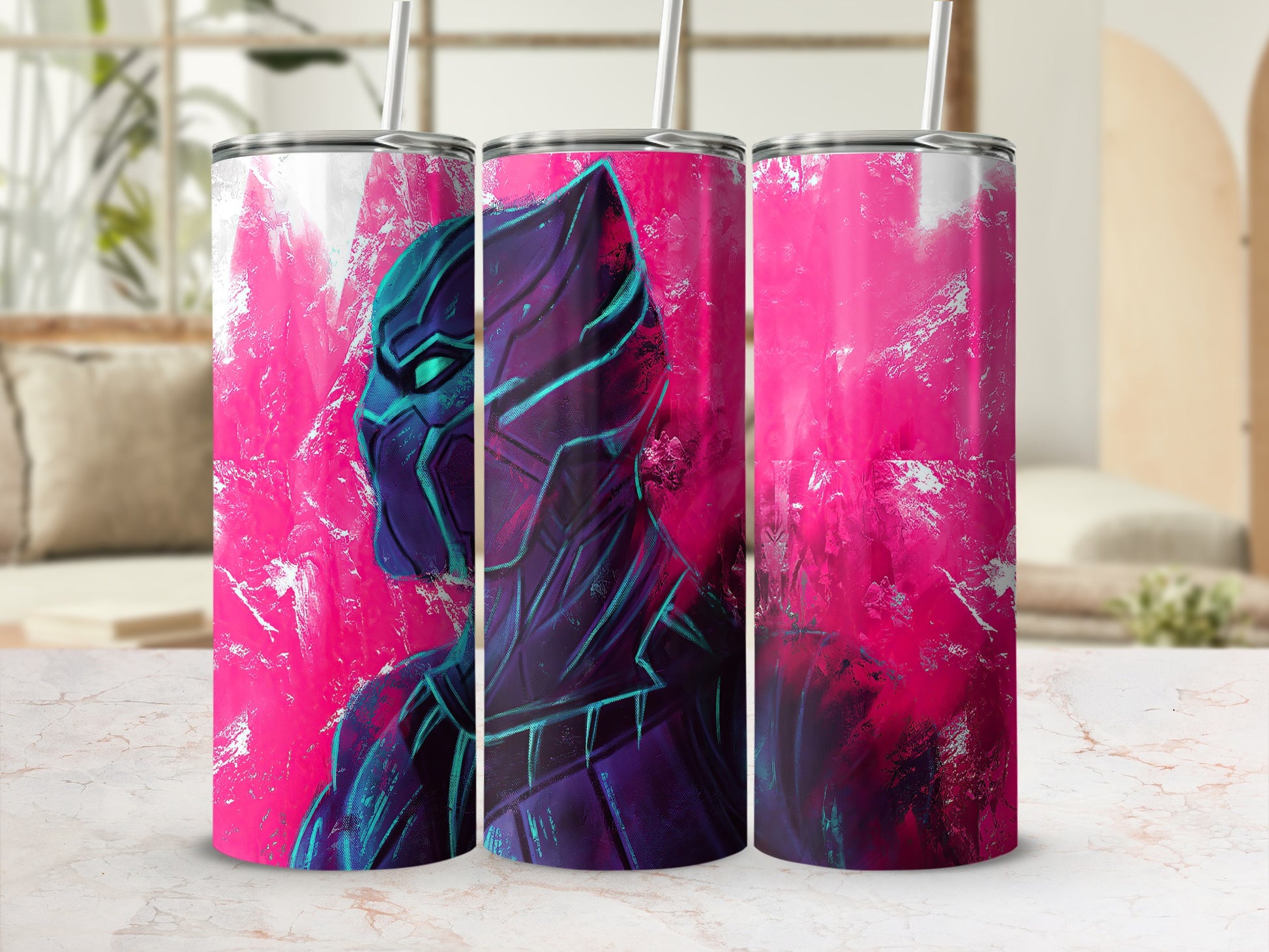 Black Panther Hero Vibrant Pink Grunge Abstract Tumbler product type