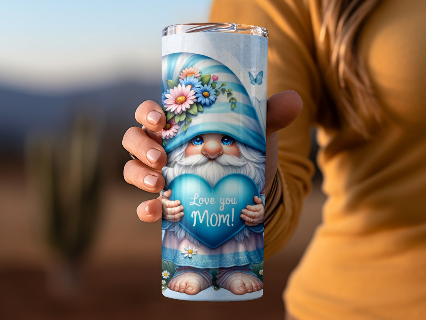 Cute Gnome Love You Mom Tumbler for Mother's Day Gift