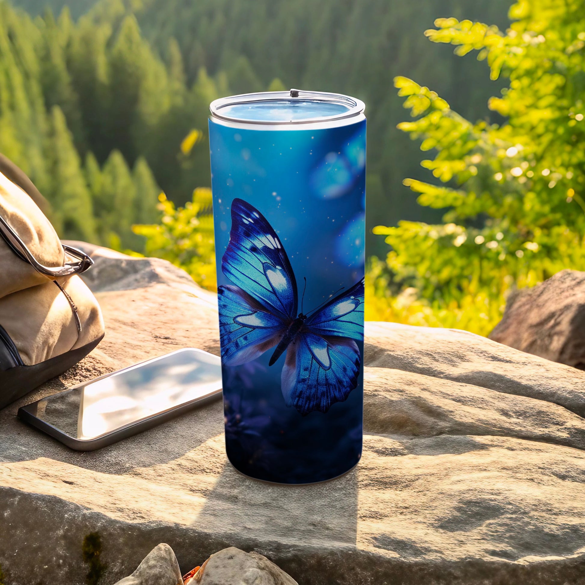 Captivating Blue Butterfly Artwork Slim Tumbler Product Type
Tumbler, Butterfly, Blue, Drinkware, Travel, Nature, Outdoor, Wildlife, Insect, Camping, Hiking, Gift, Design, Pattern, Slim, Beverage, Animal, Artistic, Vibrant, Scenery
