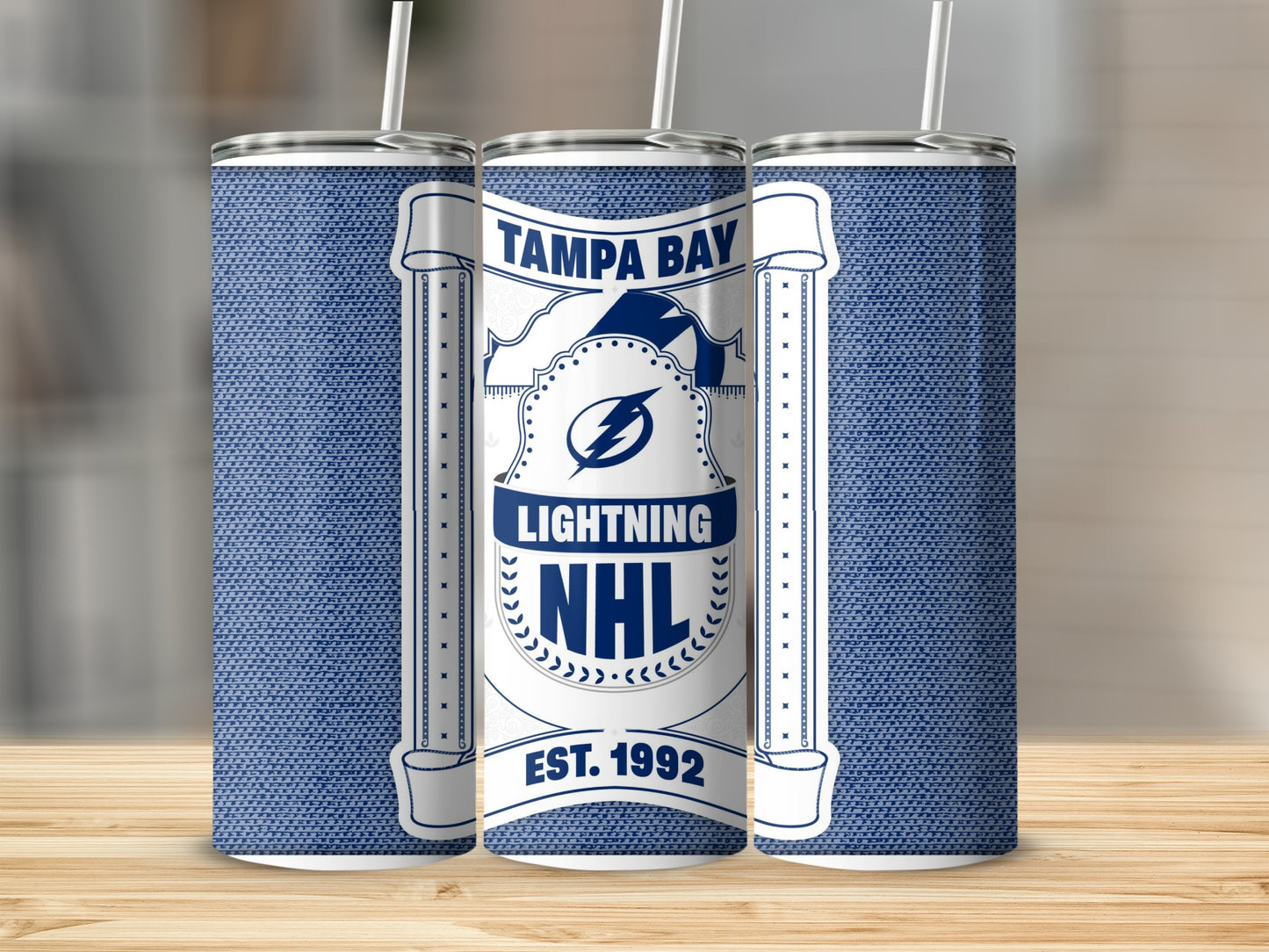 Tampa Bay Lightning NHL Est. 1992 Blue Background Tumbler
