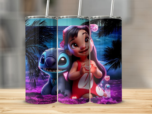 Cute Cartoon Characters Tumbler with Straw Bold Colors