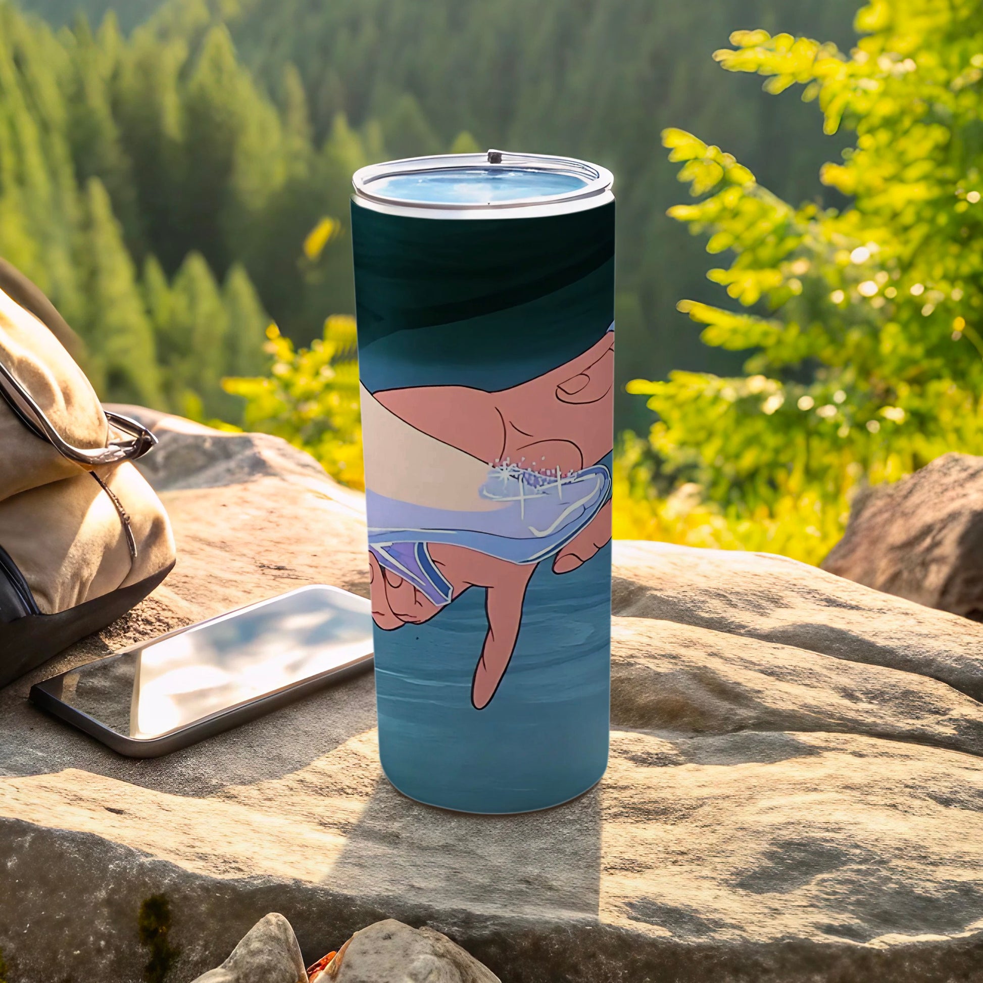 Nature Scene with Artistic Hand Illustration Tumbler Cup