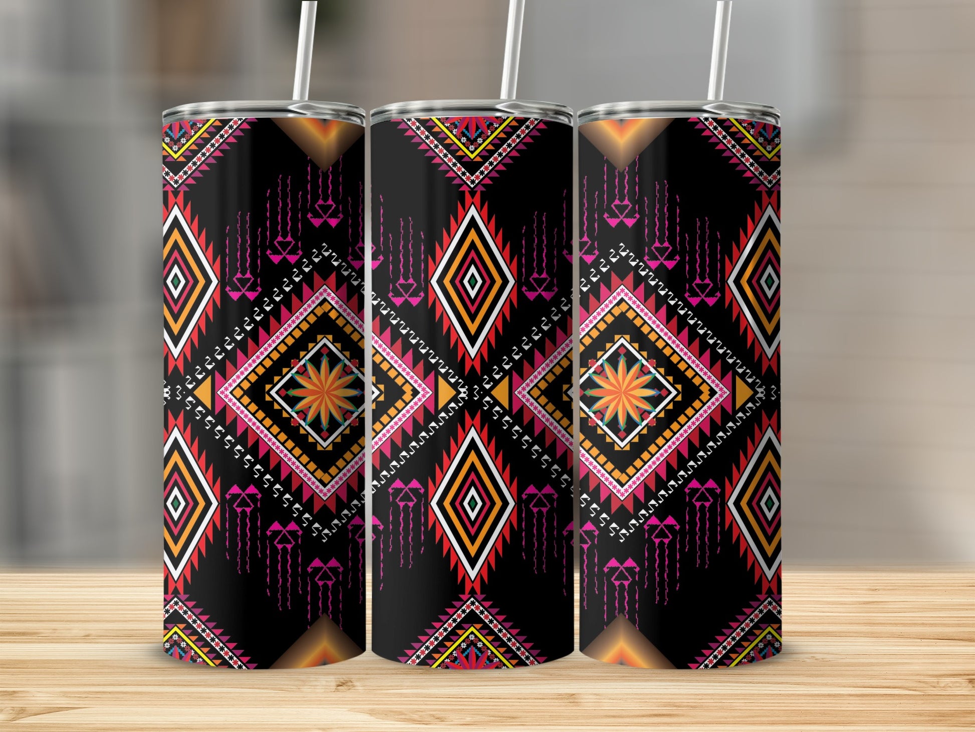Colorful Geometric Pattern Tall Tumbler Cup