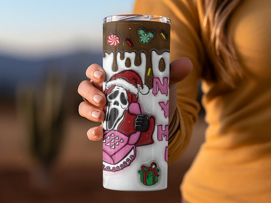 Festive Santa Drinking Ghost with Gift Coffee Cup