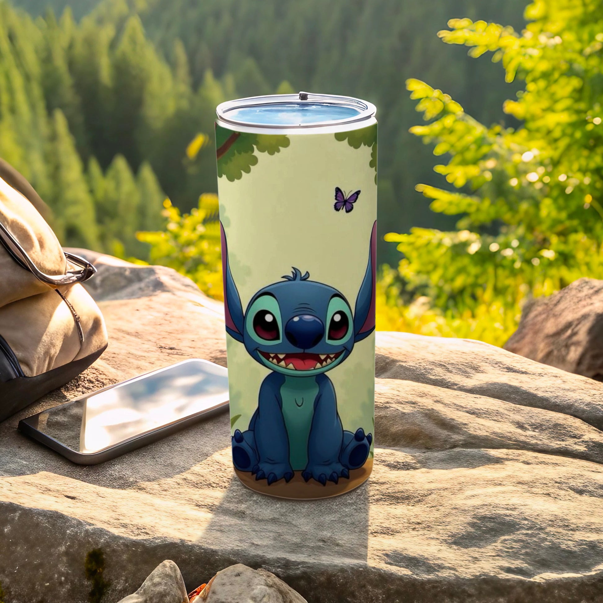 Cute Blue Cartoon Character on Tumbler Product