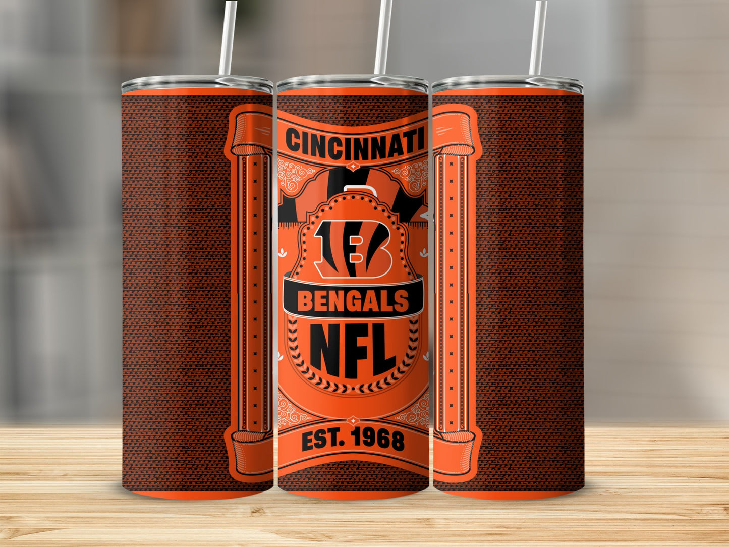 Cincinnati Bengals Est 1968 with NFL Logo Design Tumbler