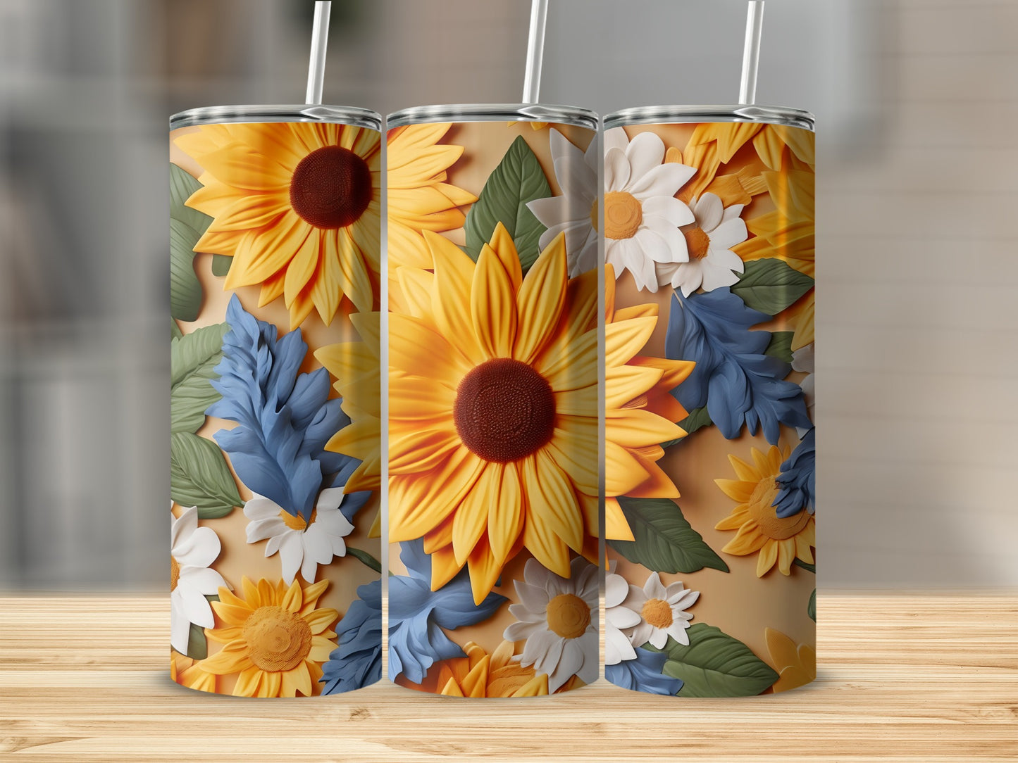 Beautiful Colorful Flower Patterned Travel Tumbler