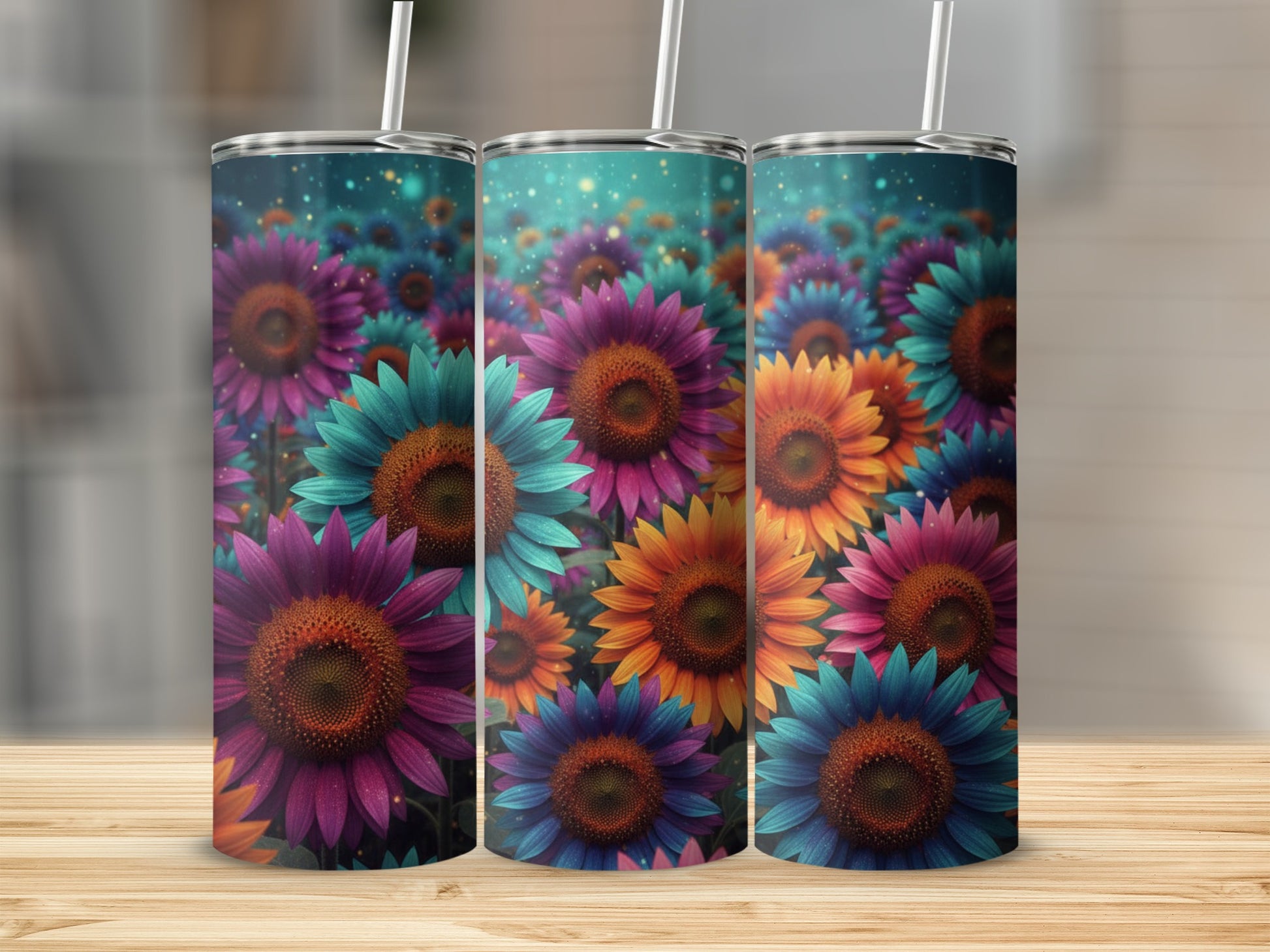 Vibrant Floral Design Tumbler for Colorful Drinks