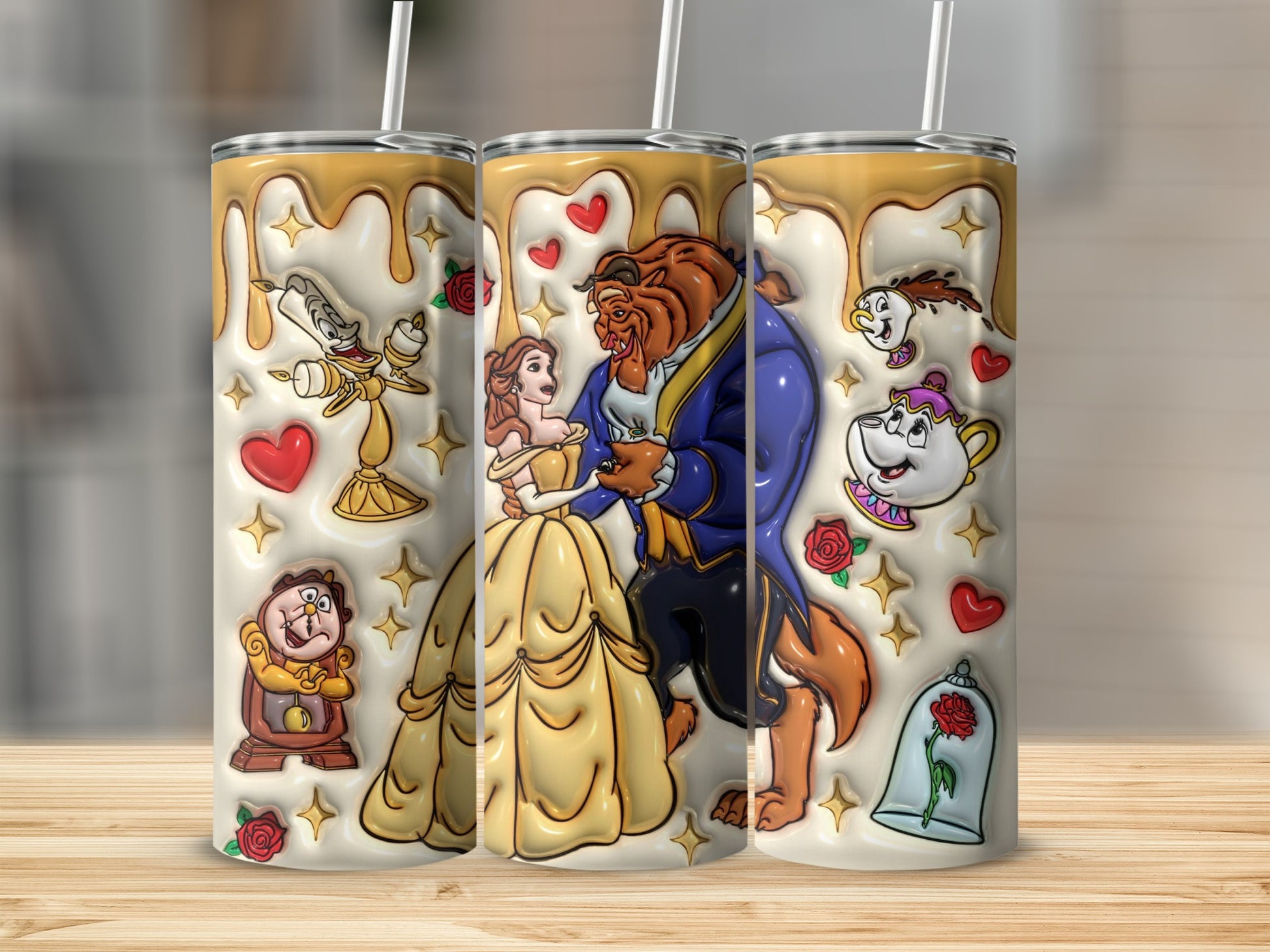 Beauty and the Beast Tumbler Design with Characters