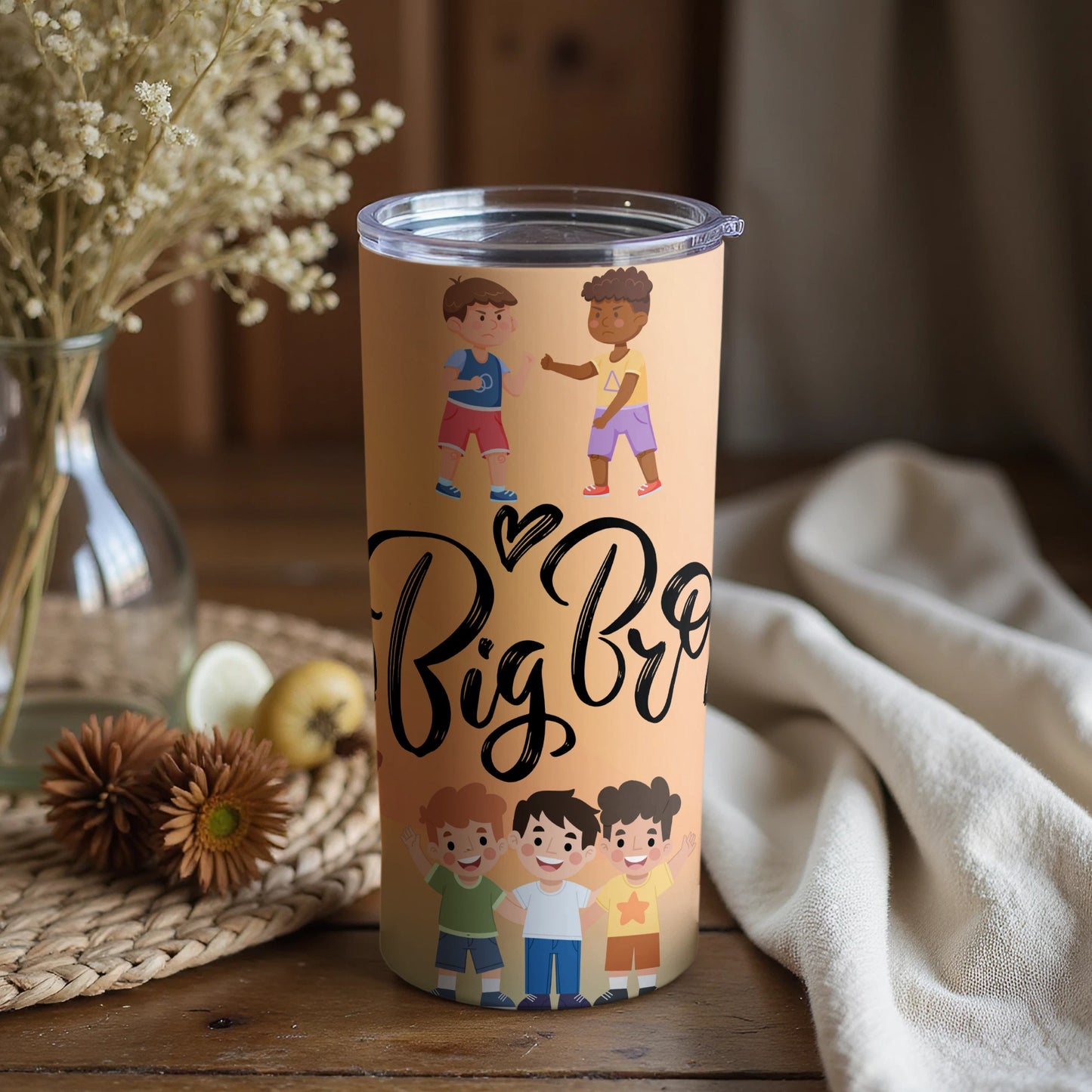 Big Bro Tumbler Featuring Cute Cartoon Characters