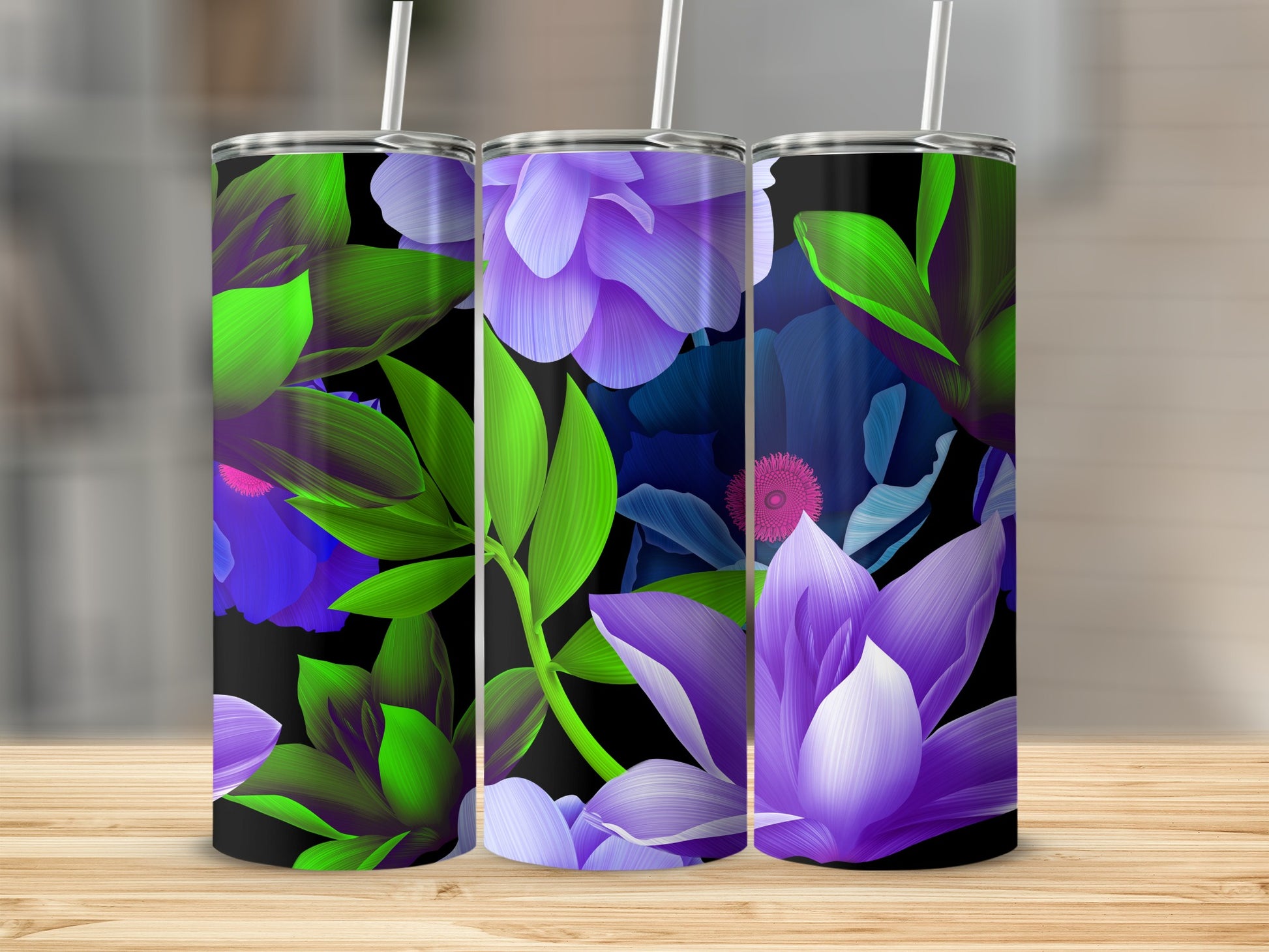 Vibrant Floral Pattern Insulated Tumbler Drinkware