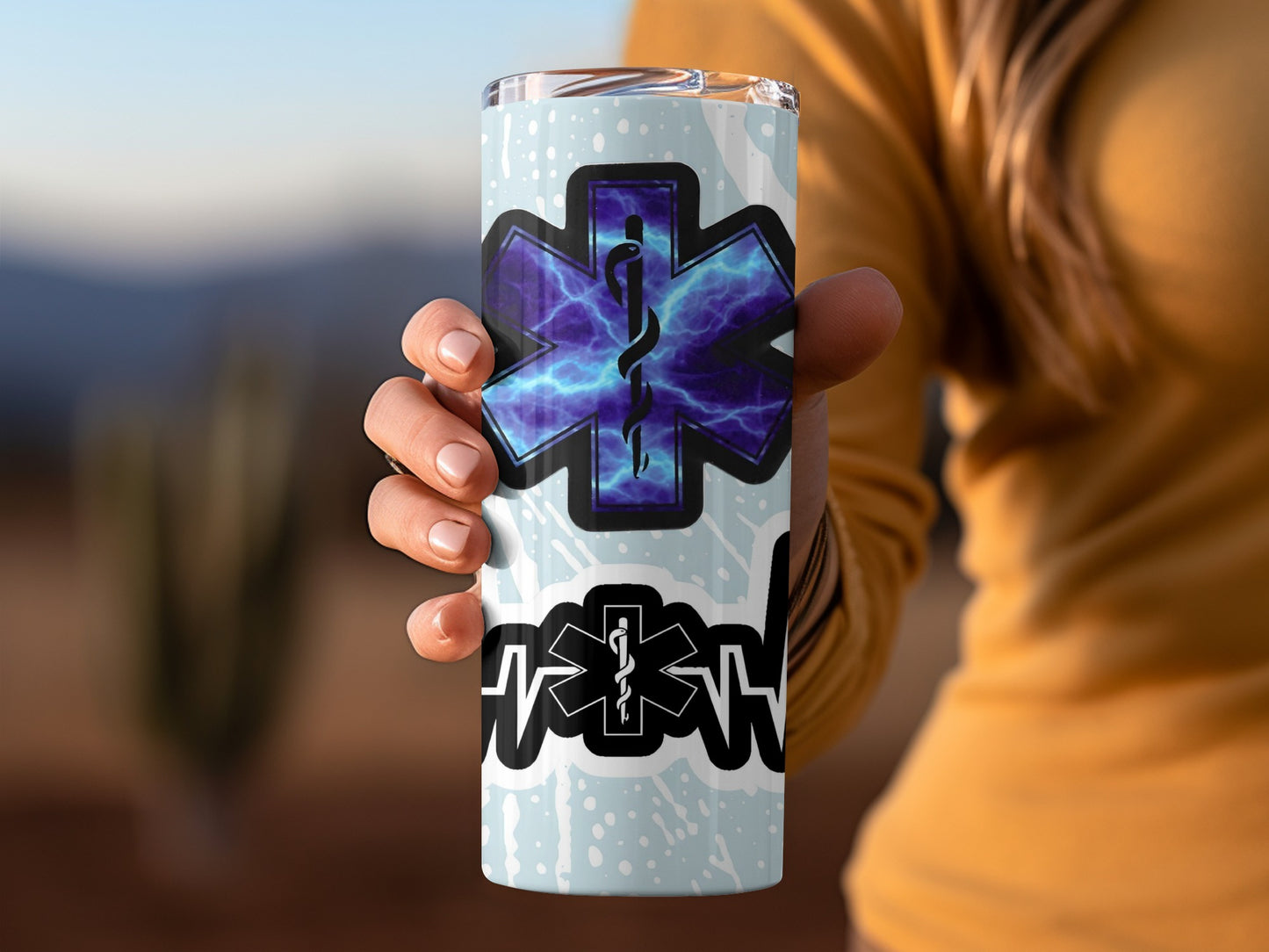 EMS Caduceus and Heartbeat Design on Tumbler