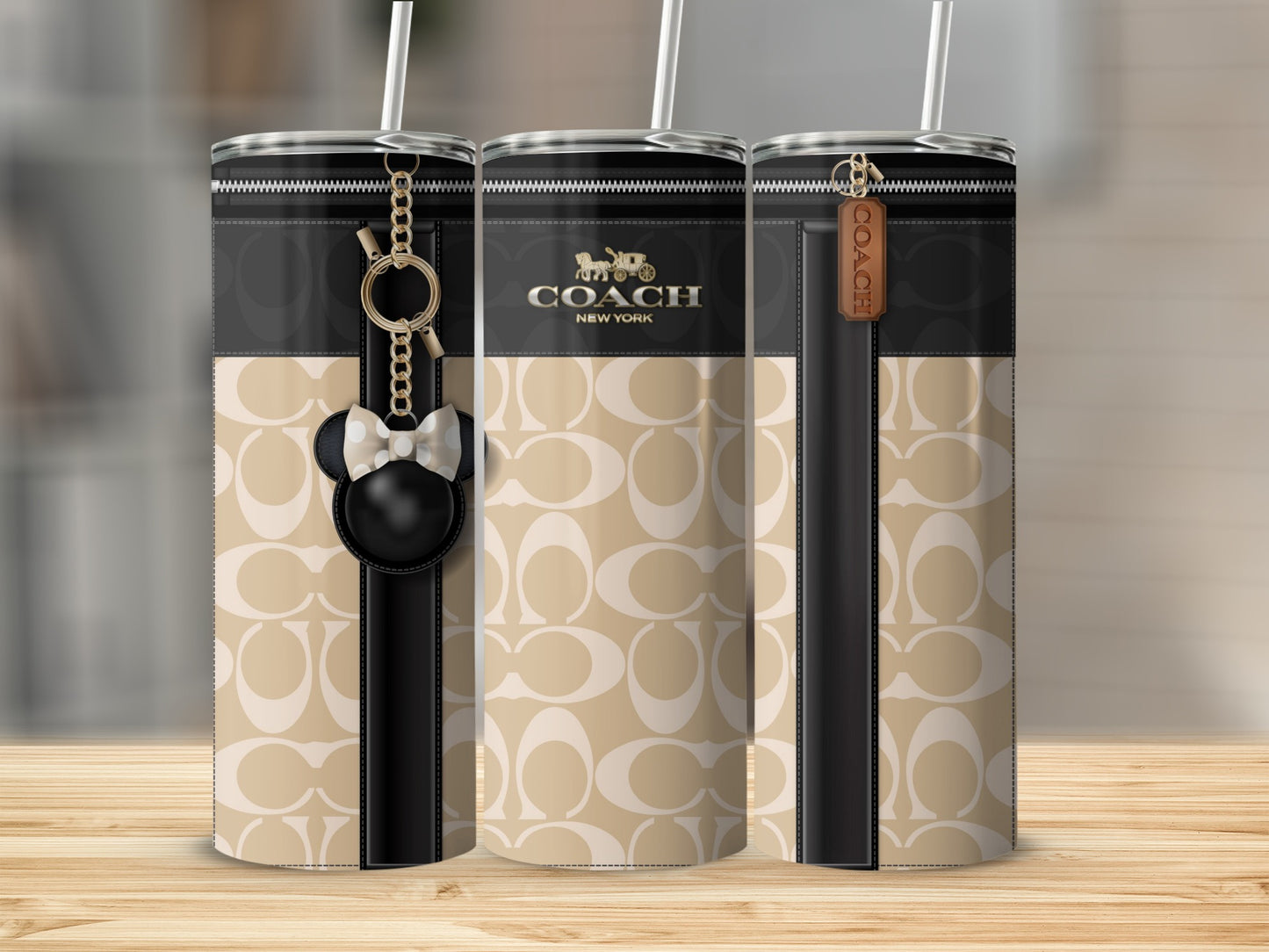Stylish Coach New York Tumbler with Keychain Accessory