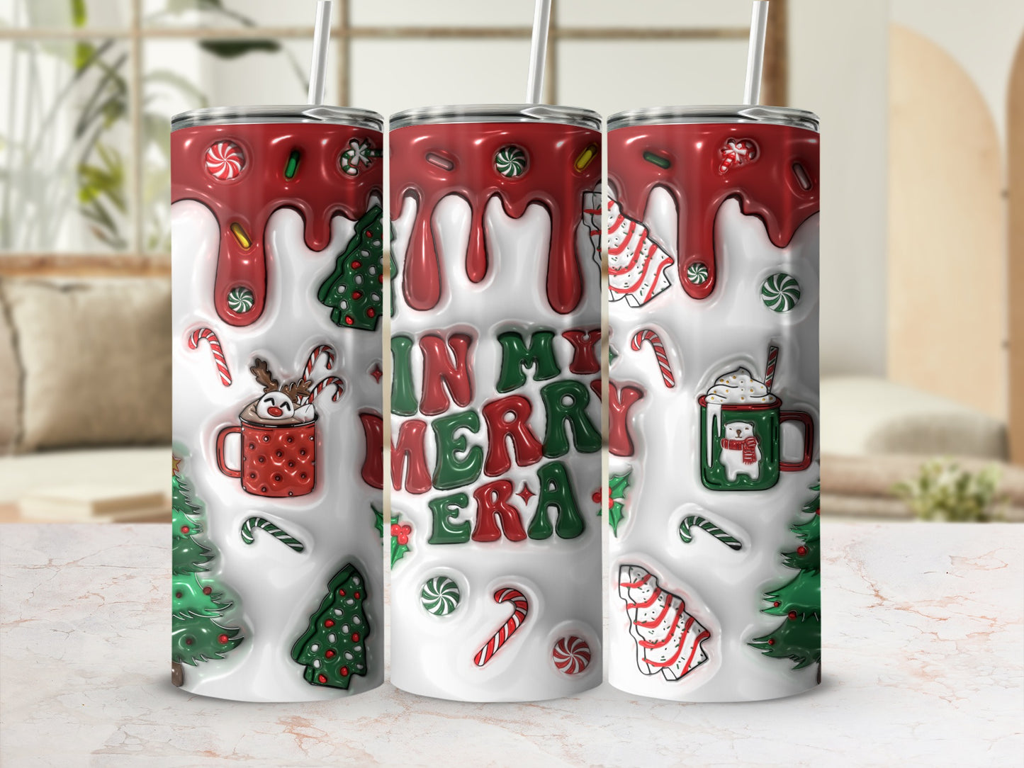 In My Merry Era Christmas Tumbler with Festive Design